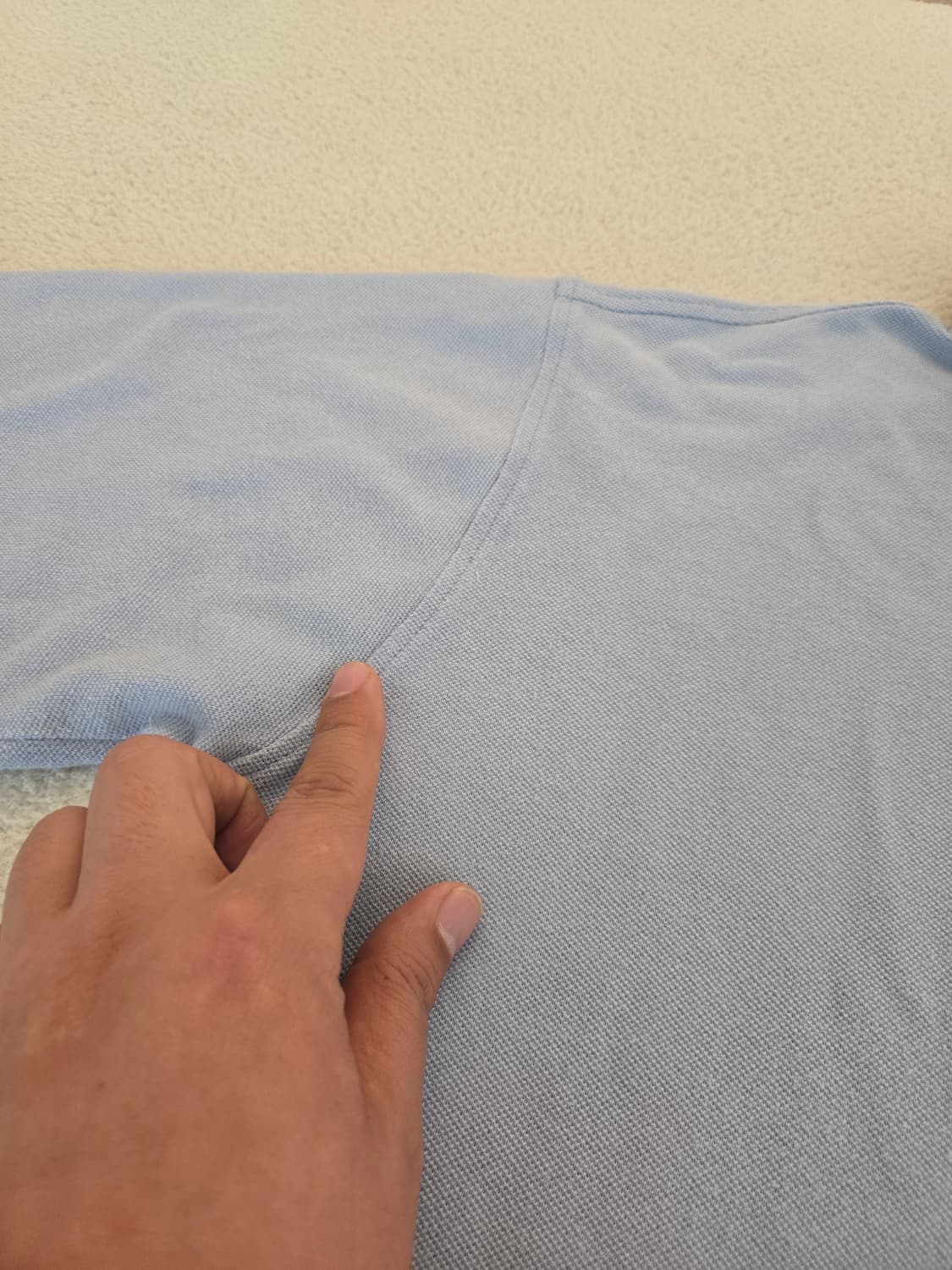 버버리 체크 카라 반팔 폴로티셔츠 하늘색 L 상품이미지7