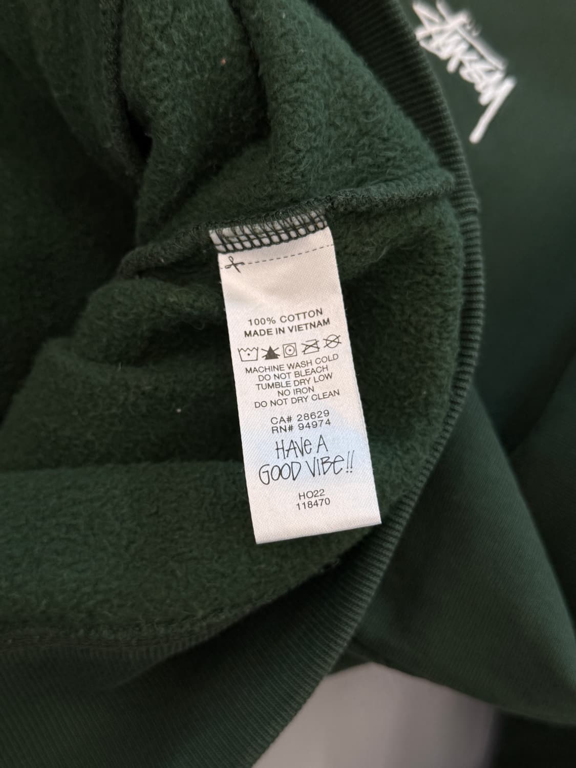 스투시 루즈핏 오버다이드 스탁 로고 딥그린 하프집 해비 스웻셔츠 상품이미지5