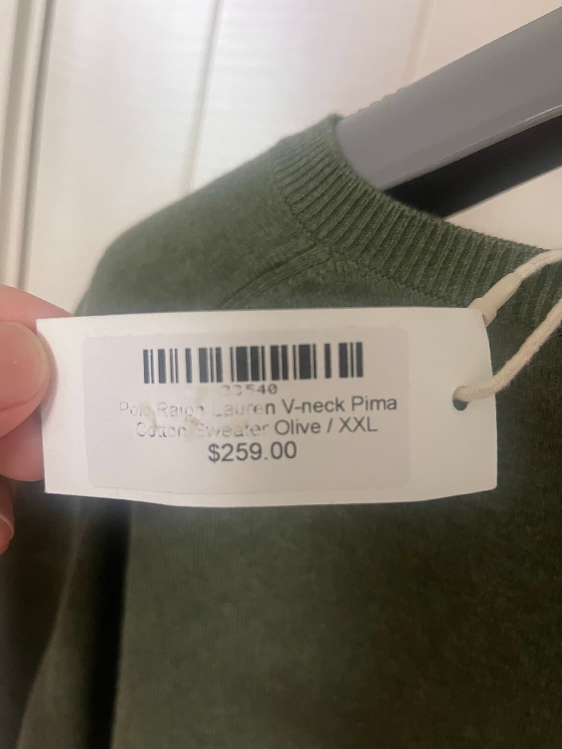 폴로 랄프로렌 맨즈 브이넥 피마 코튼 스웨터 니트 OLIVE 상품이미지3