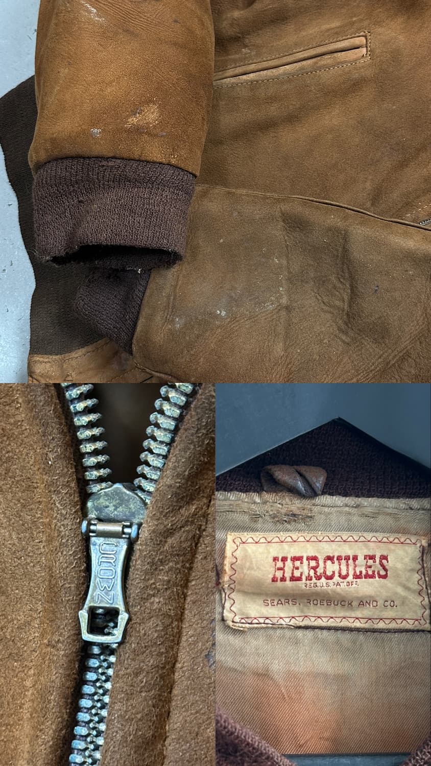 50's Sears Hercules 스웨이드 봄버 자켓 빈티지 레더 자켓 상품이미지8