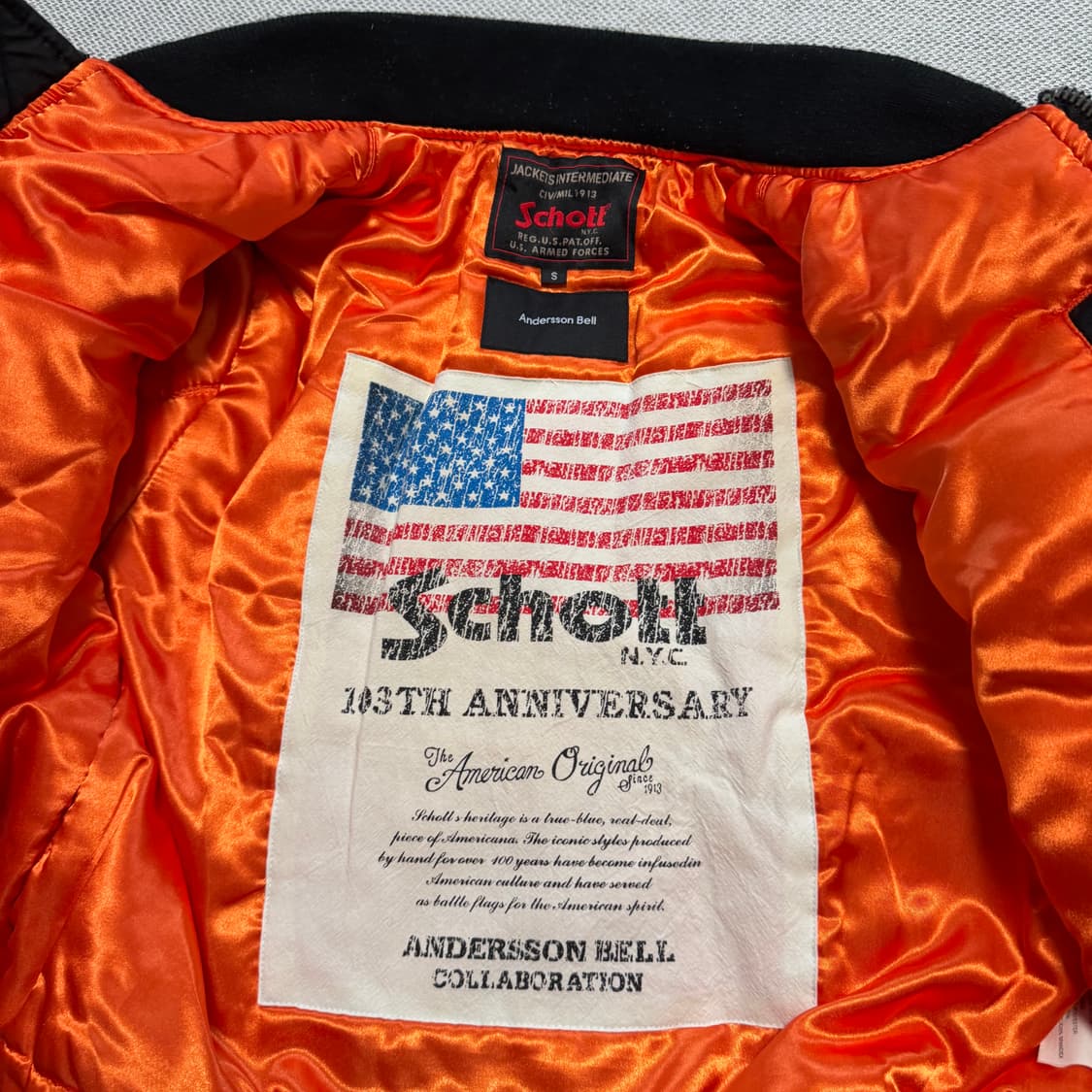 Schott 쇼트 x 앤더슨벨 용 자수 ma-1 자켓 상품이미지2
