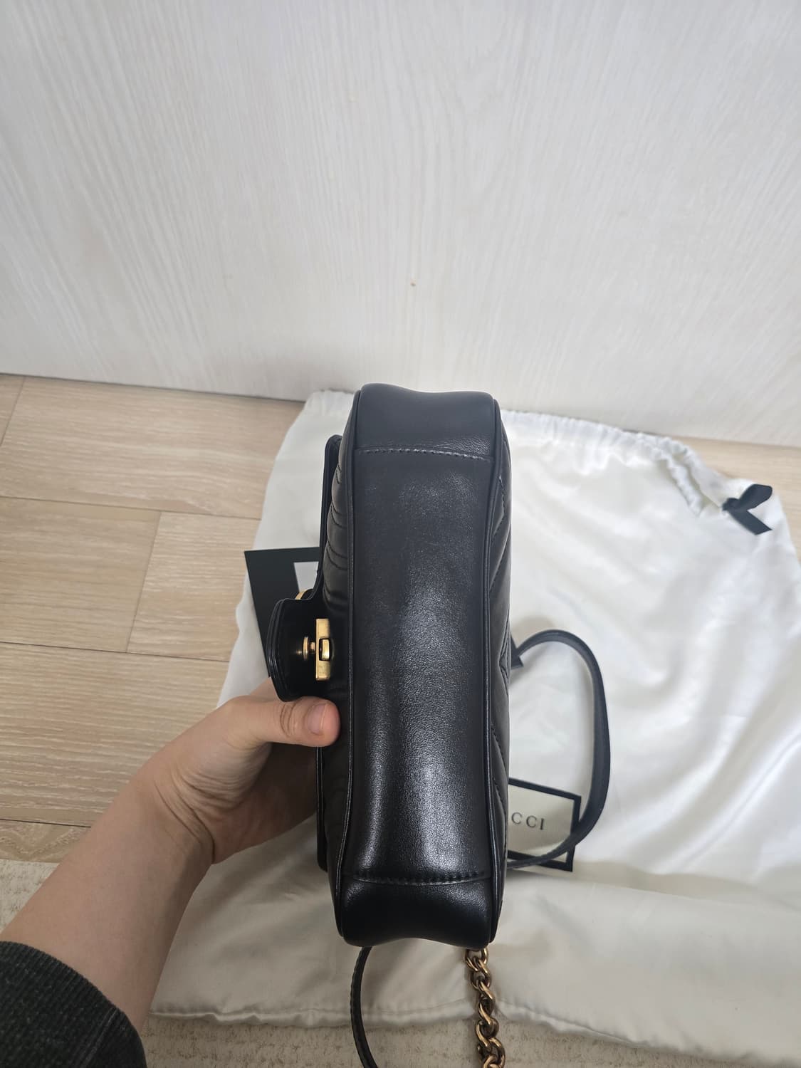 구찌 마몽 마틀라세 블랙 스몰 체인백 상품이미지5