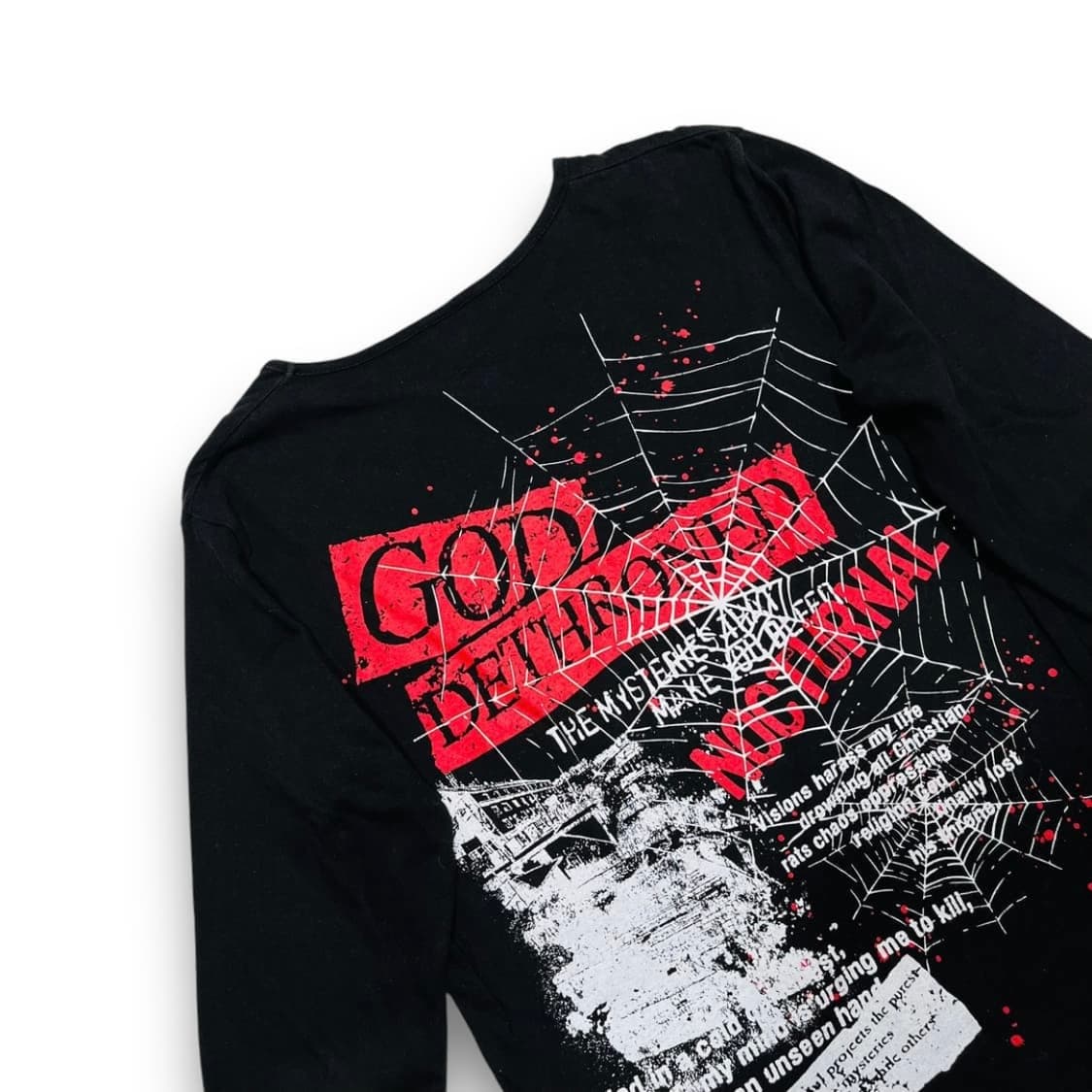 펑크 GoD 스파이더 레터링 아트 롱 슬리브 상품이미지2