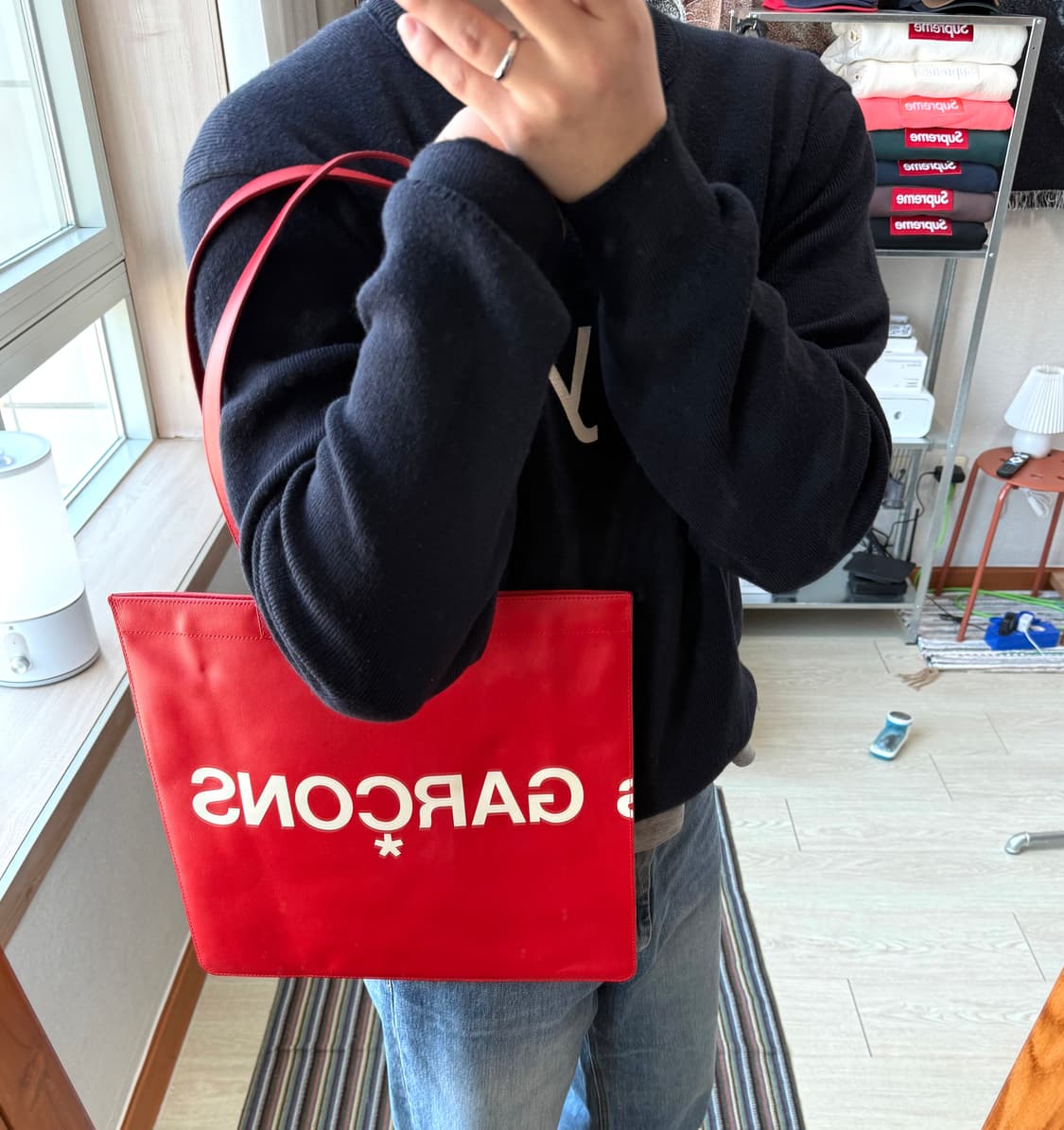 꼼데가르송 레더 쇼퍼백 숄더백 상품이미지1