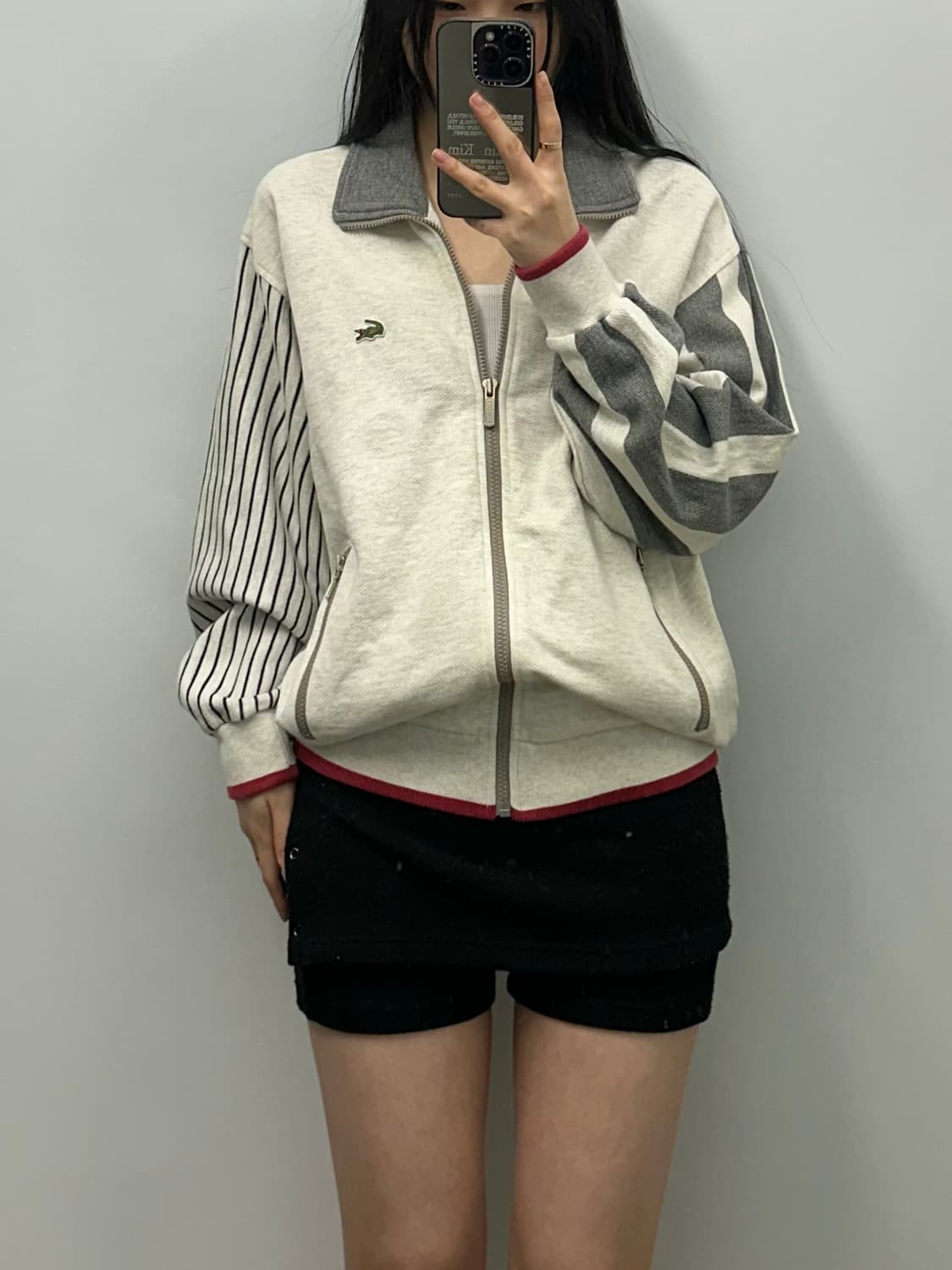 라코스테 그레이 배색 코튼 집업 상품이미지1