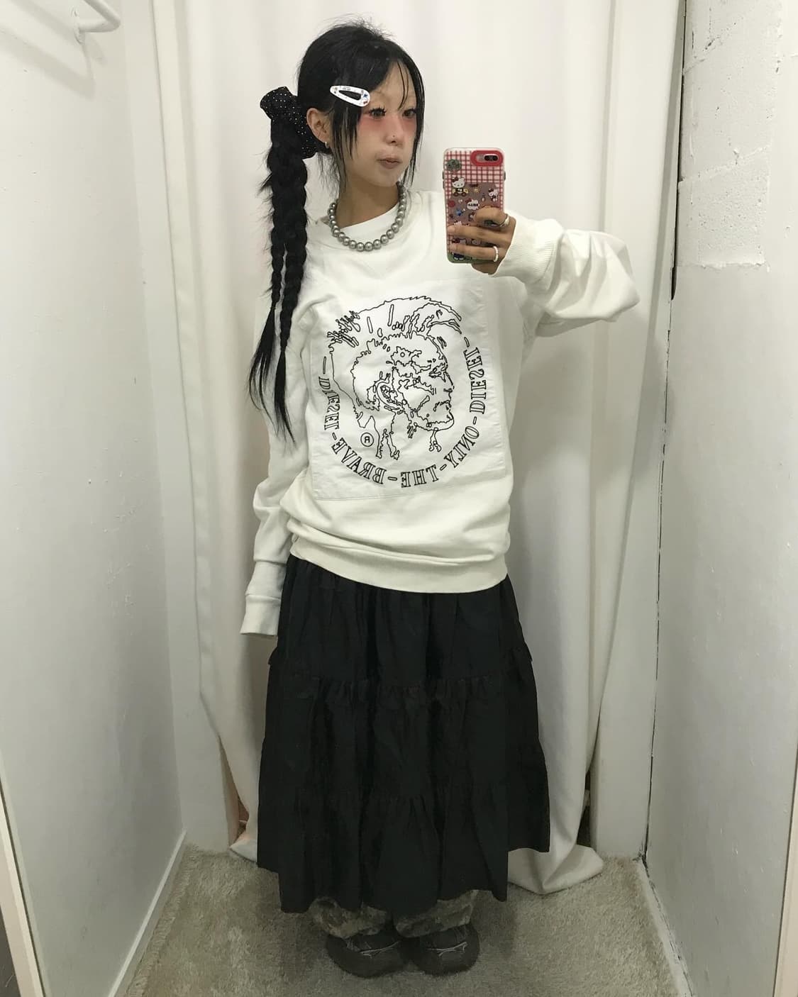 Diesel Logo White Hoodie 상품이미지2