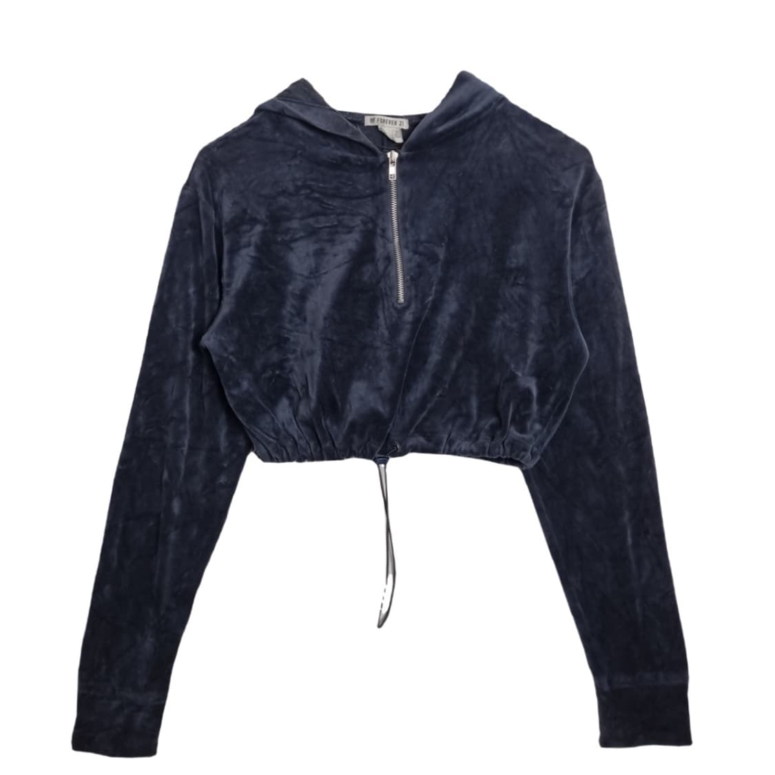 포에버21 네이비 크롭 후드 긴팔 티 상품이미지1