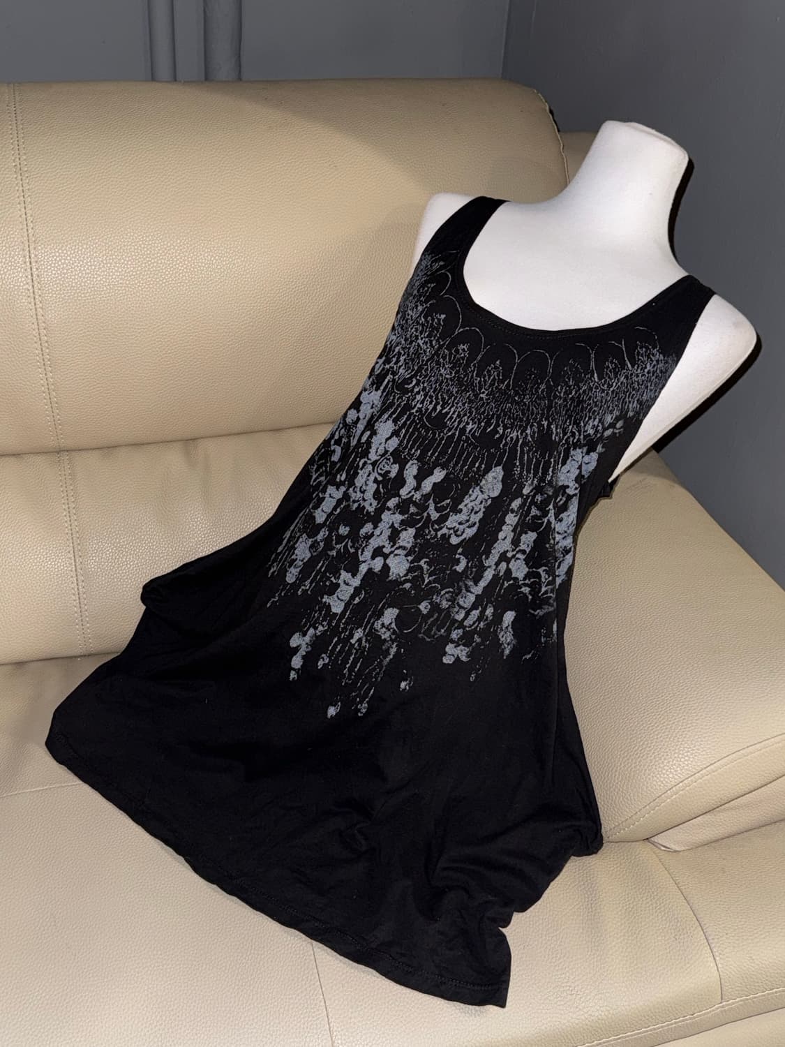 unique printing detail pocket sleeveless 상품이미지1