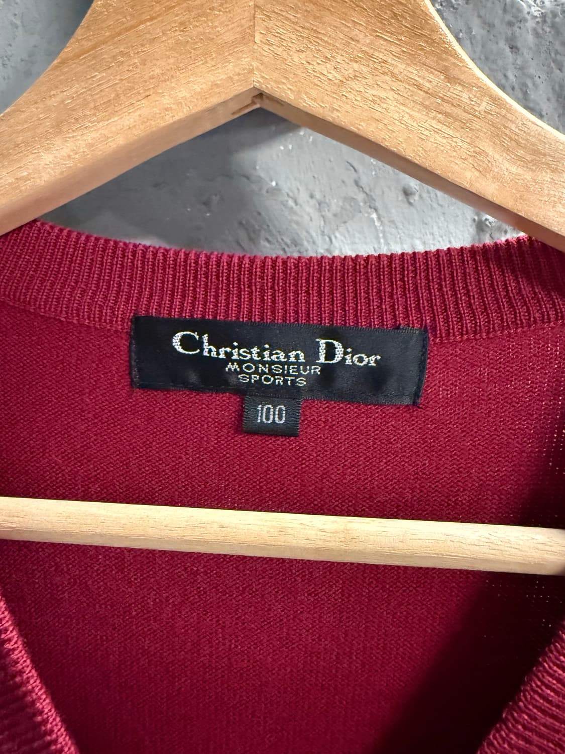 100 크리스찬 디올 Dior 무슈 스포츠 울 니트 베스트 버건디 상품이미지5