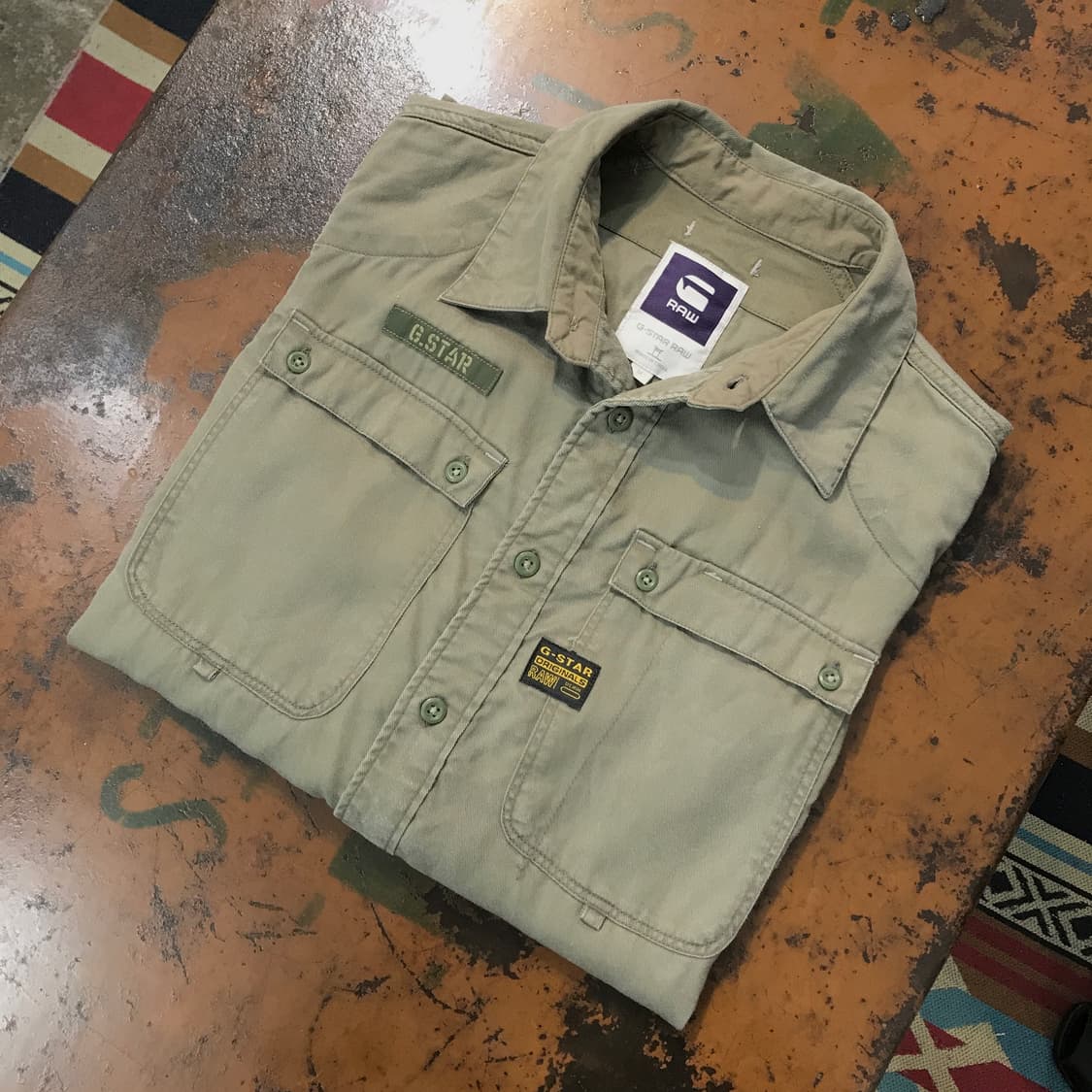 지스타 로우 카키 코튼 헌팅 셔츠 남성 102 여성 프리사이즈 상품이미지1