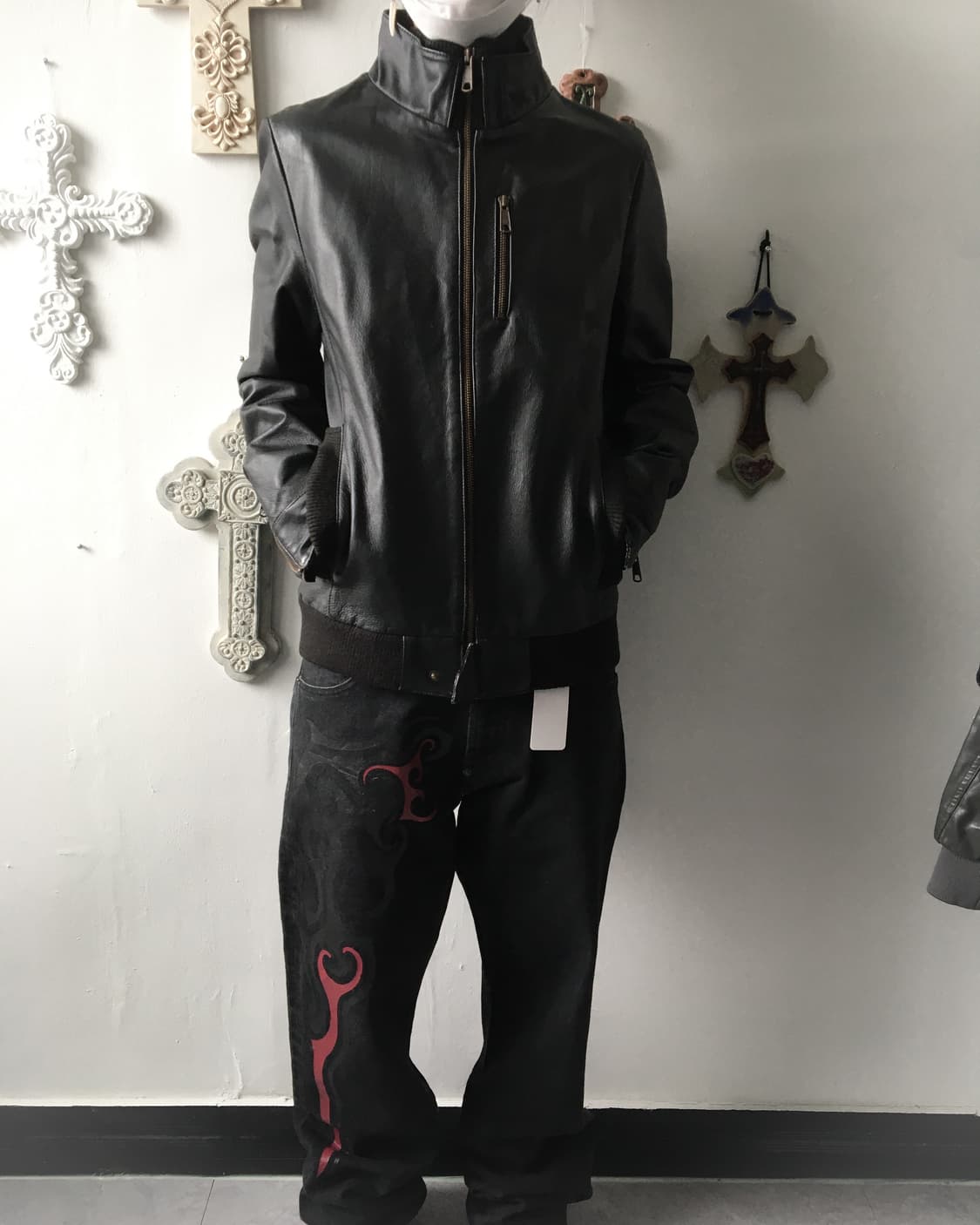 High neck pig leather bomber jacket 상품이미지8