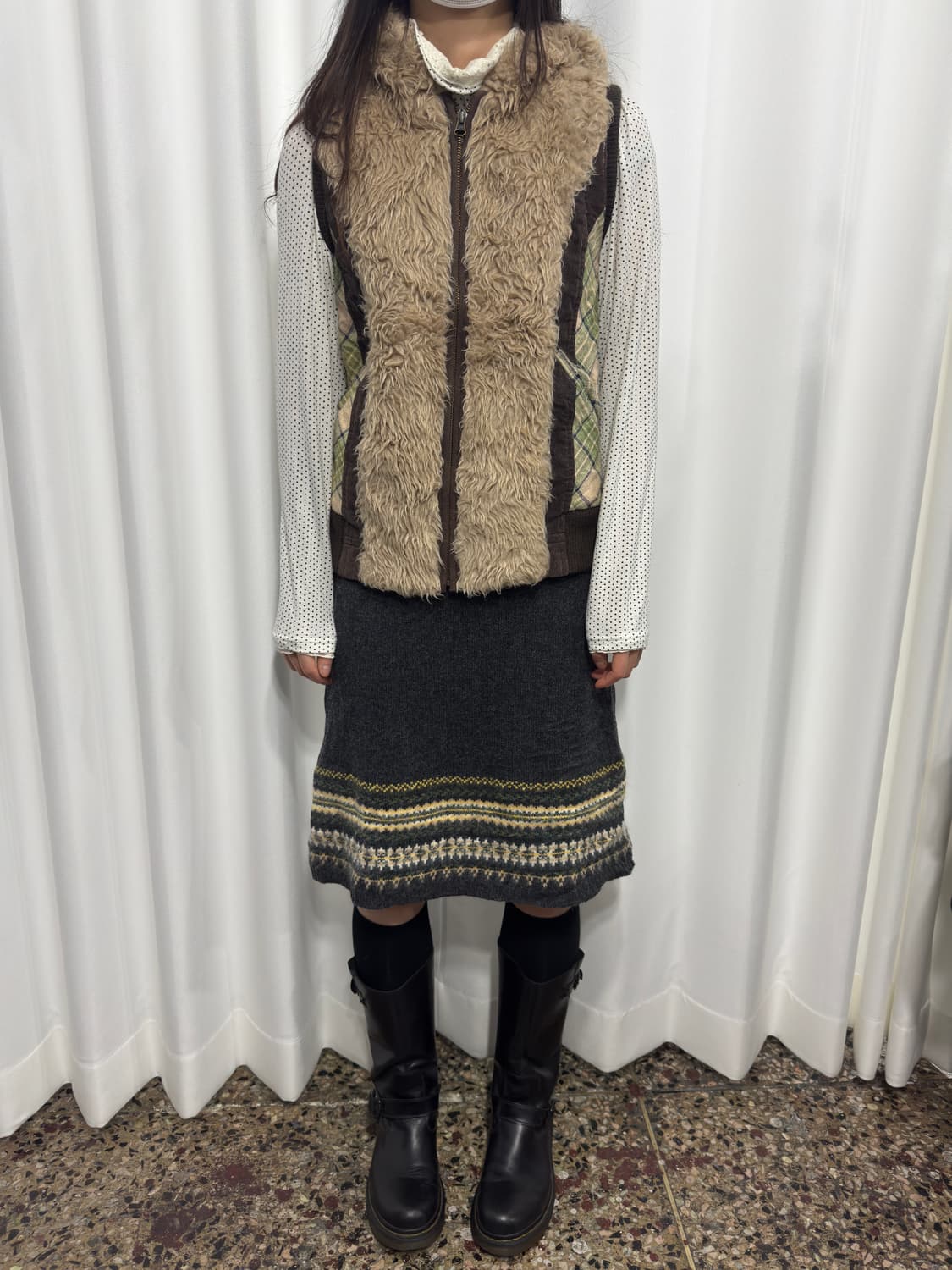 heart market fur detail hood vest 상품이미지3