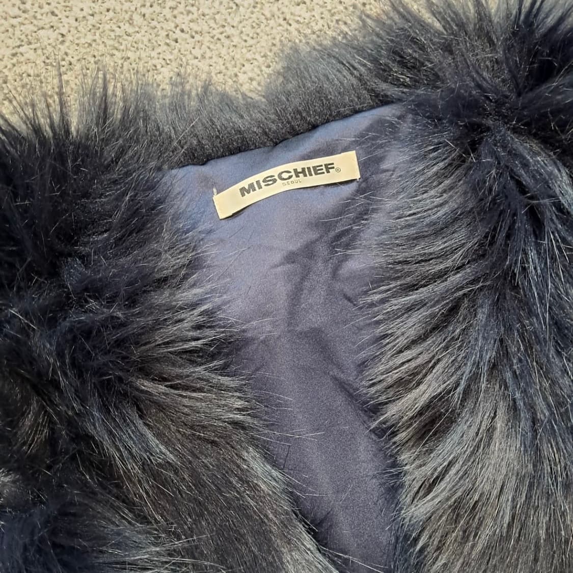 미스치프 퍼 자켓 네이비 상품이미지3