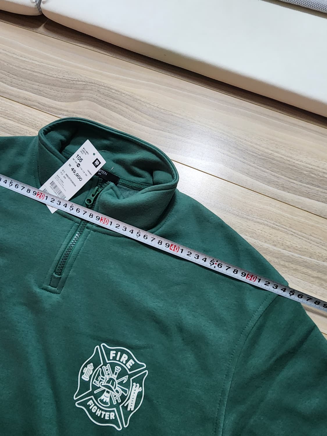 탑텐하프넥집업맨투맨기모티셔츠105그린 상품이미지5