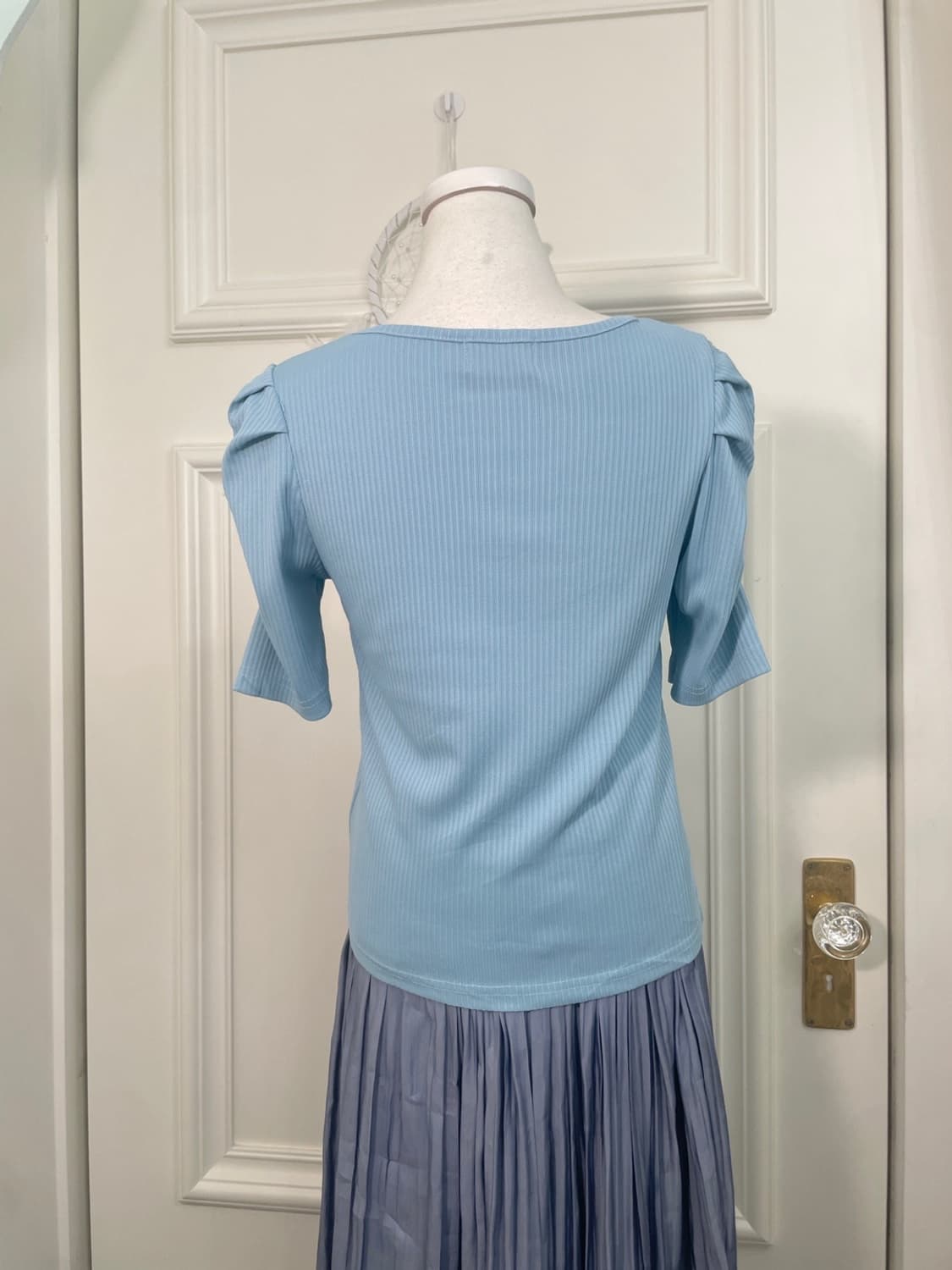 ocean blue puff sleeve summer top(size-F 상품이미지5