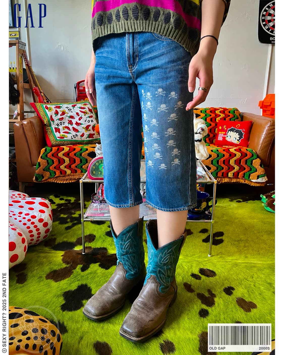 2000s GAP Skull Stemping Denim Shorts 상품이미지1