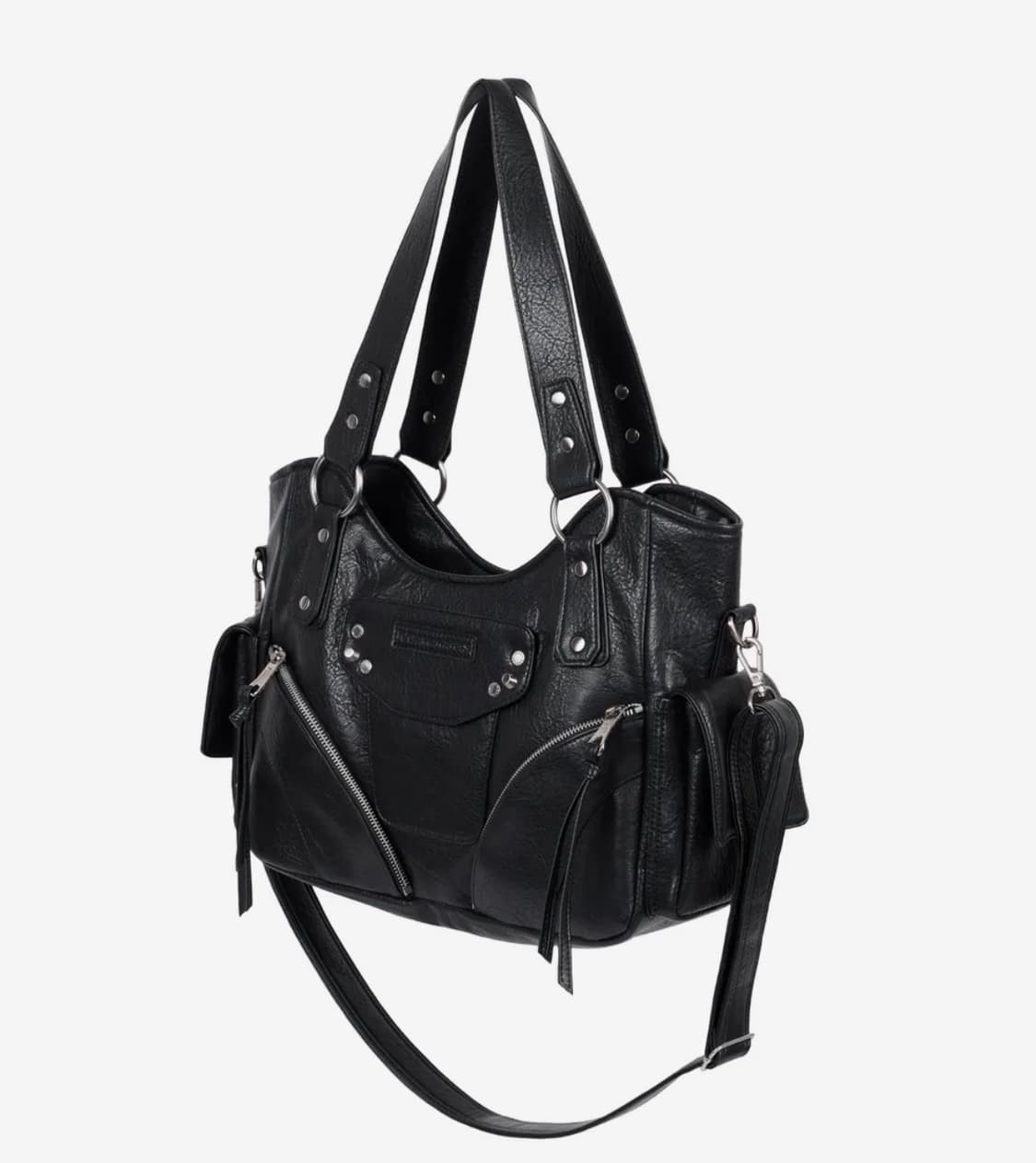Studded Leather Shoulder Bag (Black) 상품이미지1