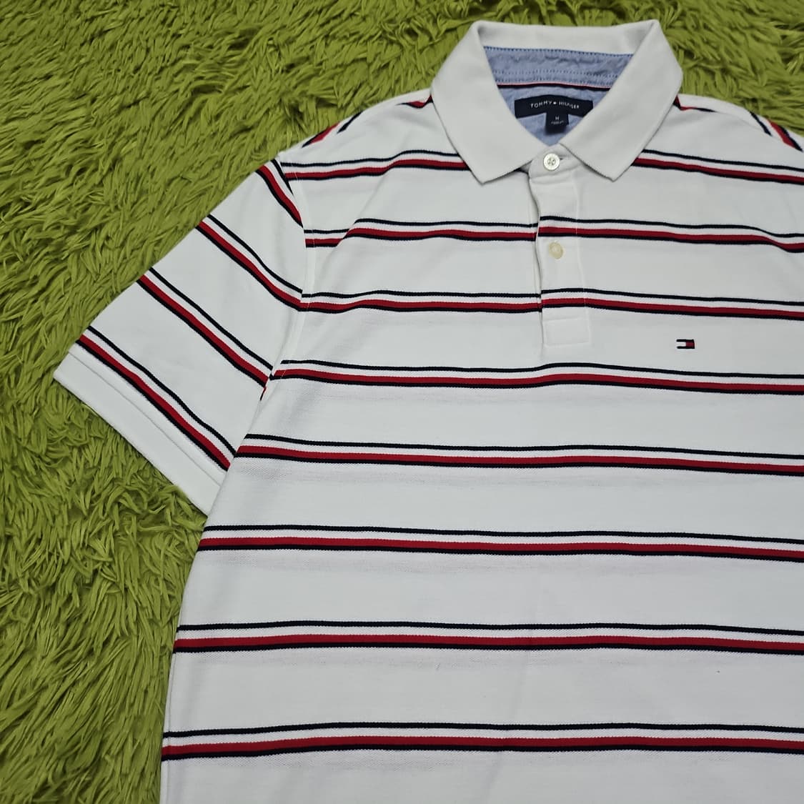 타미힐피거 화이트 레드 스트라이프 카라티 (M) 상품이미지4
