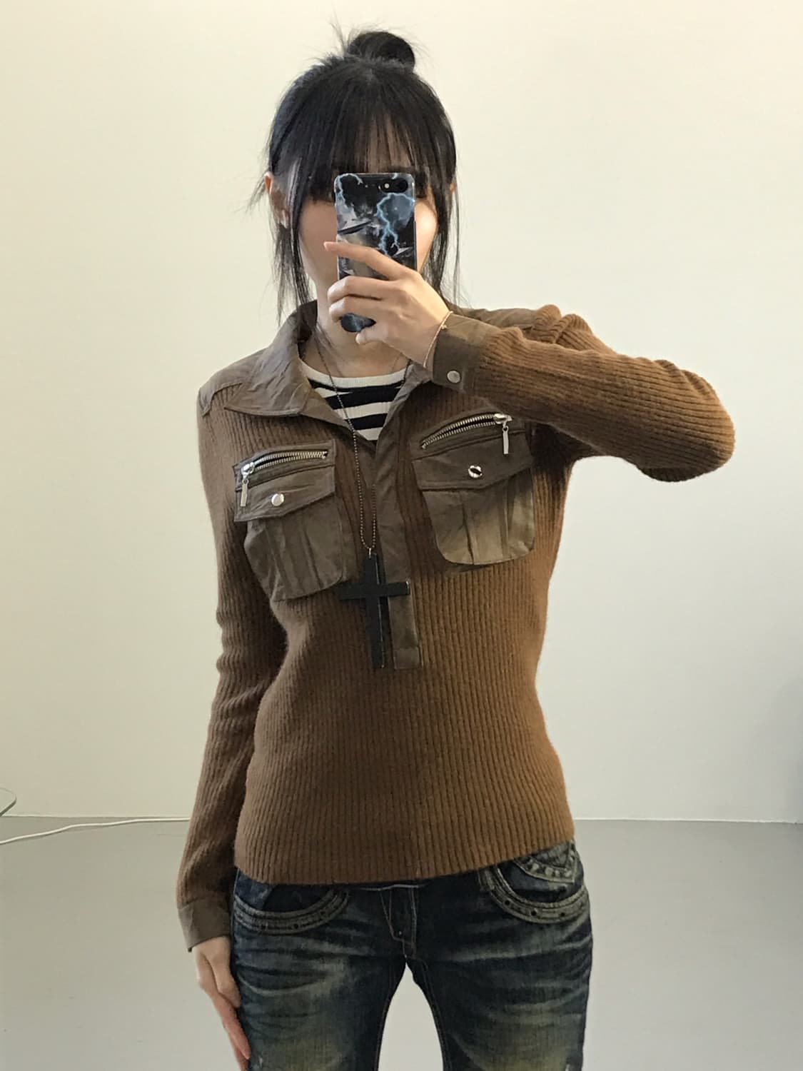 Jpn Brown Wool Knit Shirts 상품이미지1