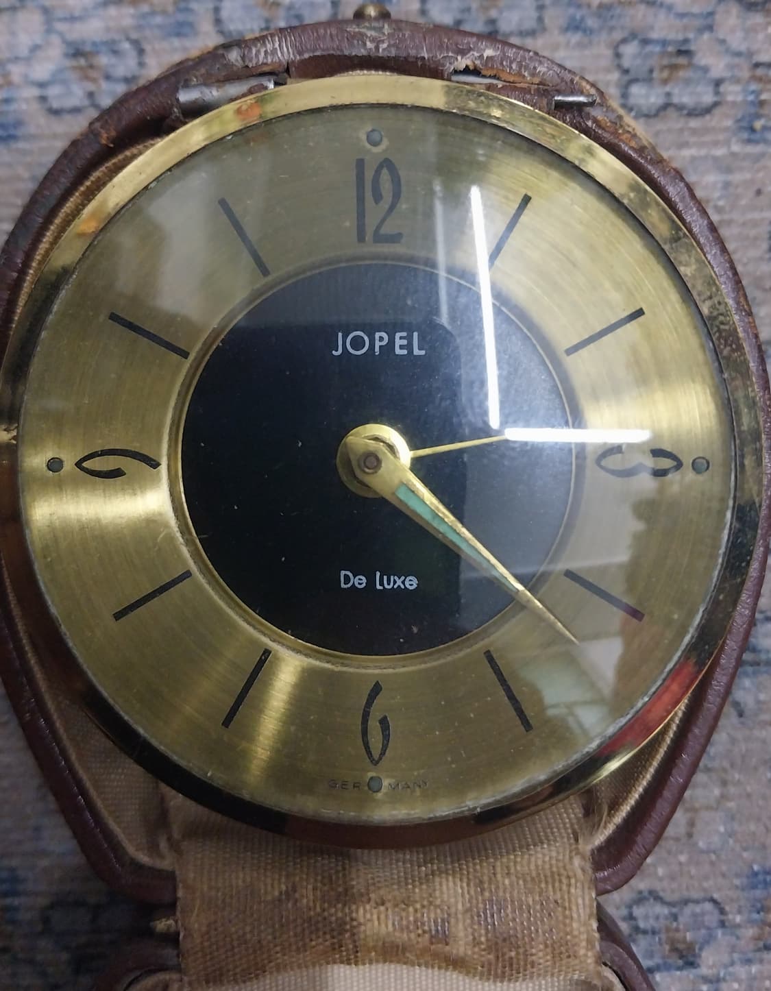 1960년대 독일 JOPEL 빈티지 여행용 탁상시계 골드 상품이미지2