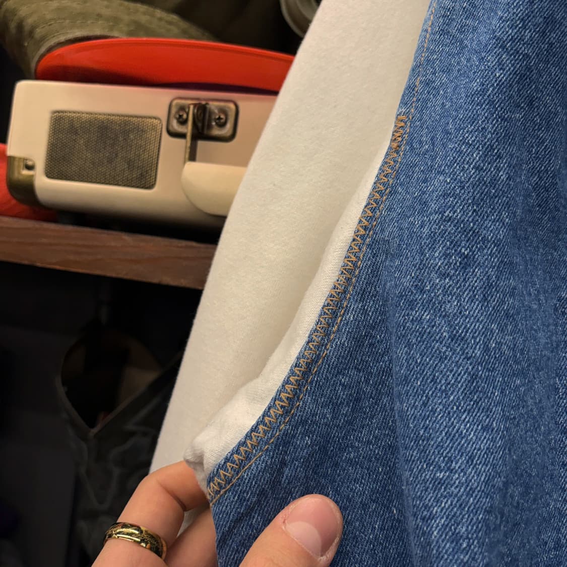 90s 유니온베이 USA 데님코튼 배색 바시티자켓 후면자수 N524 상품이미지6