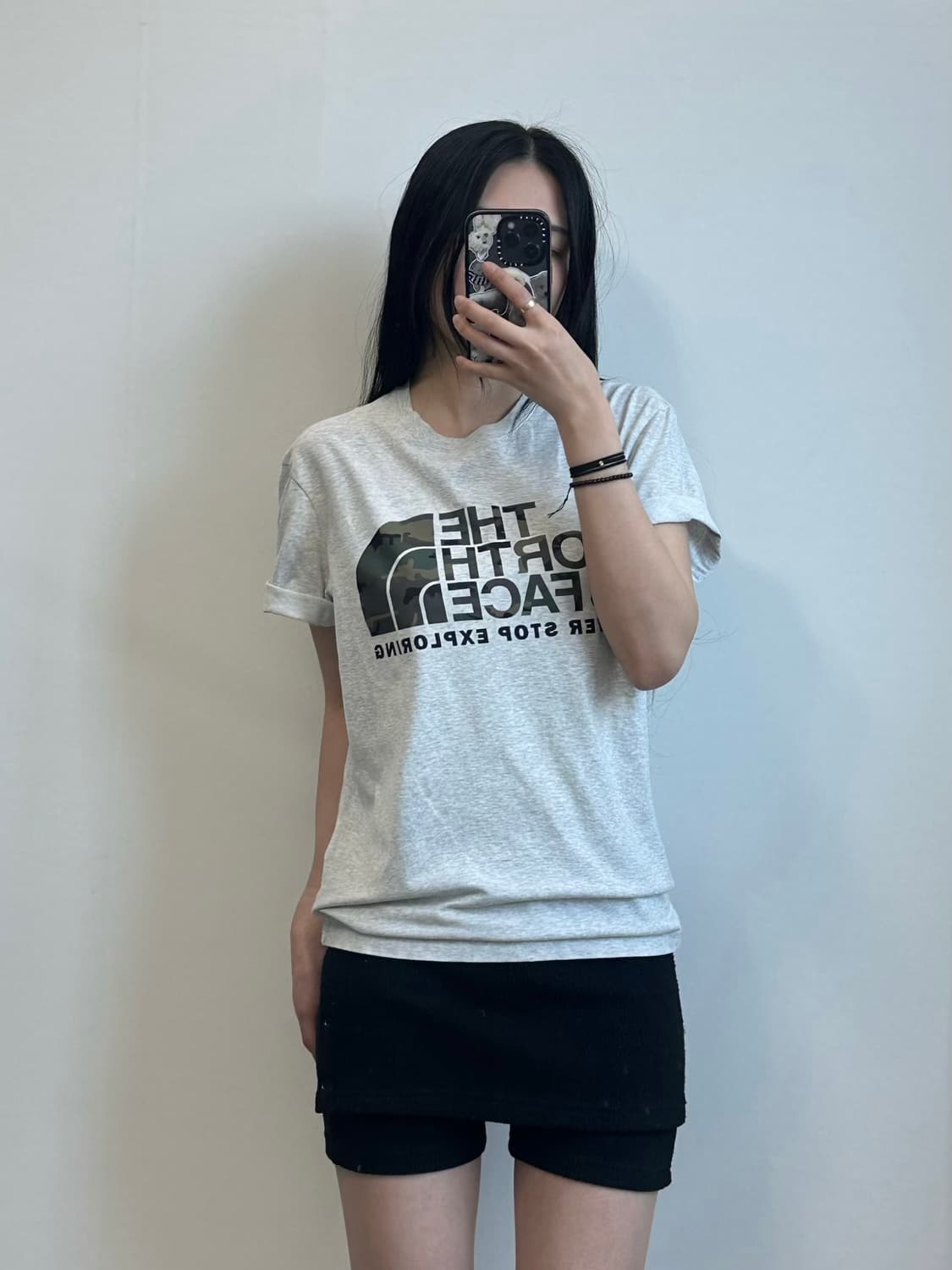 노스페이스 카모 빅로고 그레이 반팔 티셔츠 상품이미지1