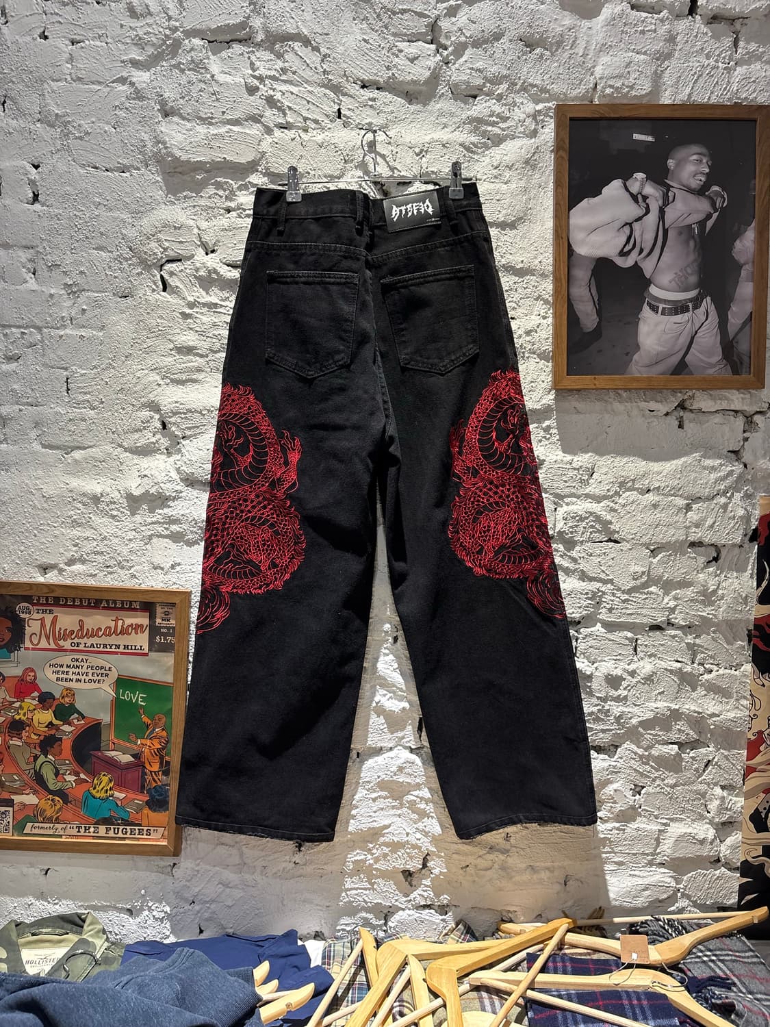 ATSF30 드래곤 자수 배기 와이드 블랙 진 상품이미지2