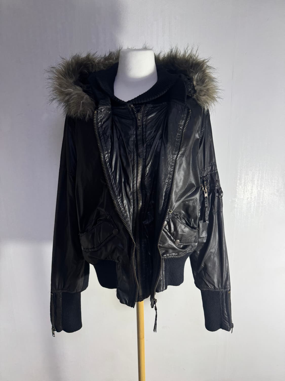 Agate 퍼 트리밍 후드 밀리터리 자켓 y2k lgb vkei 상품이미지1