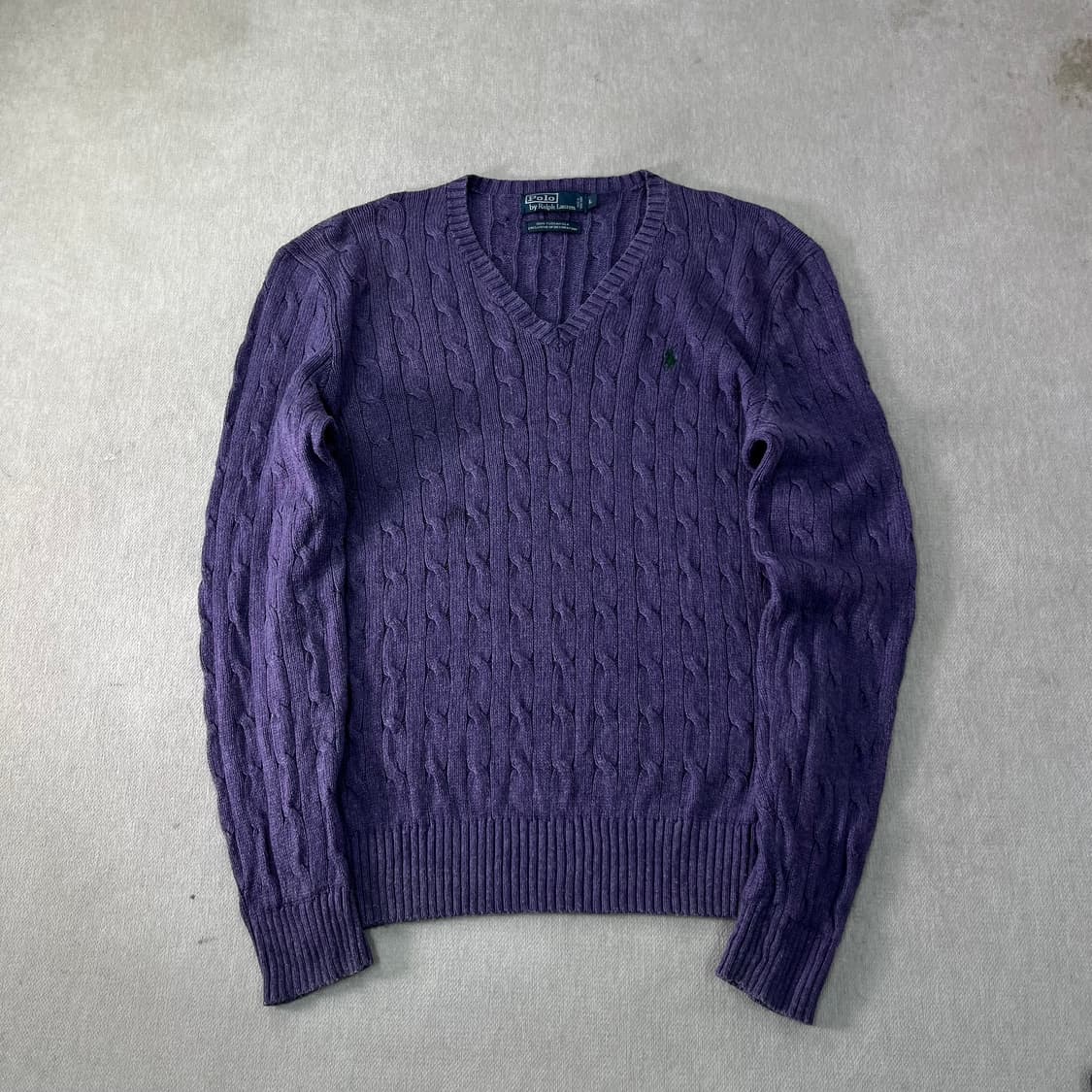 100 폴로랄프로렌 실크 꽈배기 브이넥 퍼플 니트 상품이미지1
