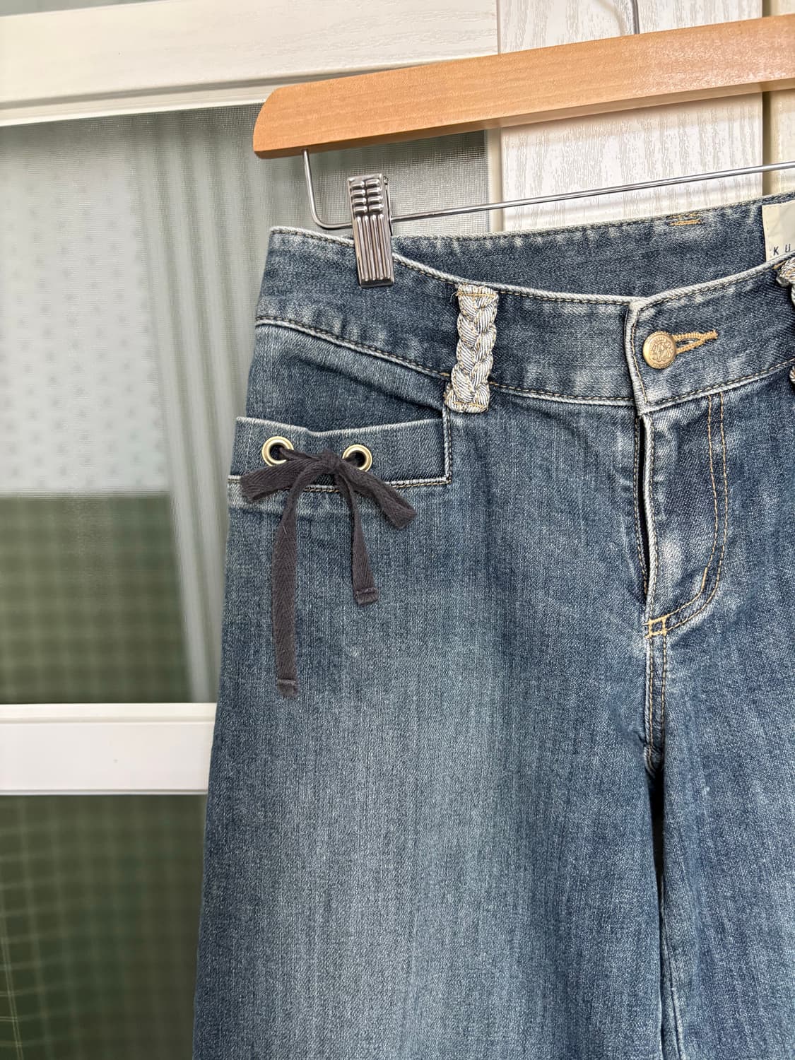 빈티지 워싱 7부 데님 팬츠 상품이미지2