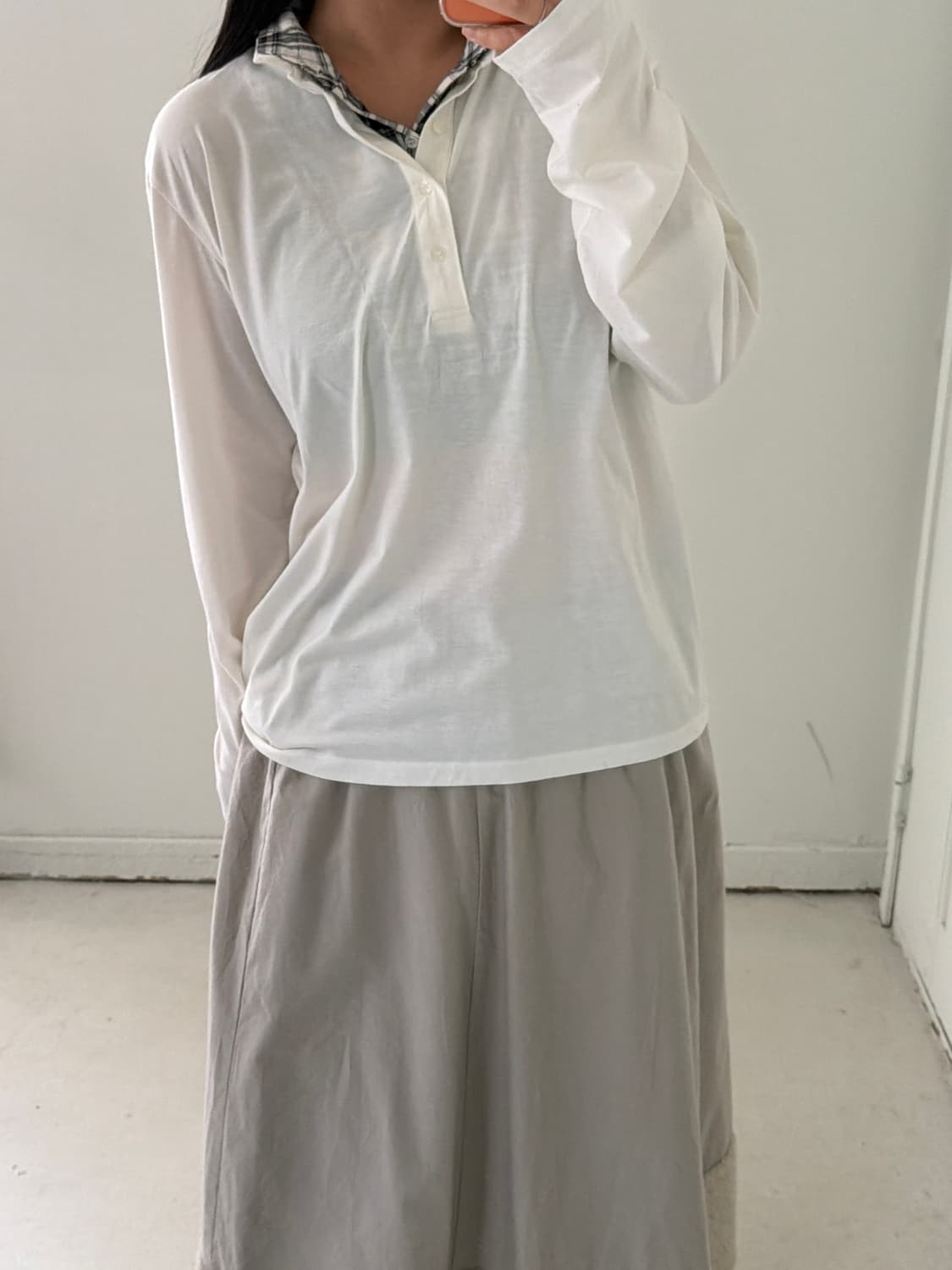 일본빈티지 체크 레이어드 롱슬리브 상품이미지4