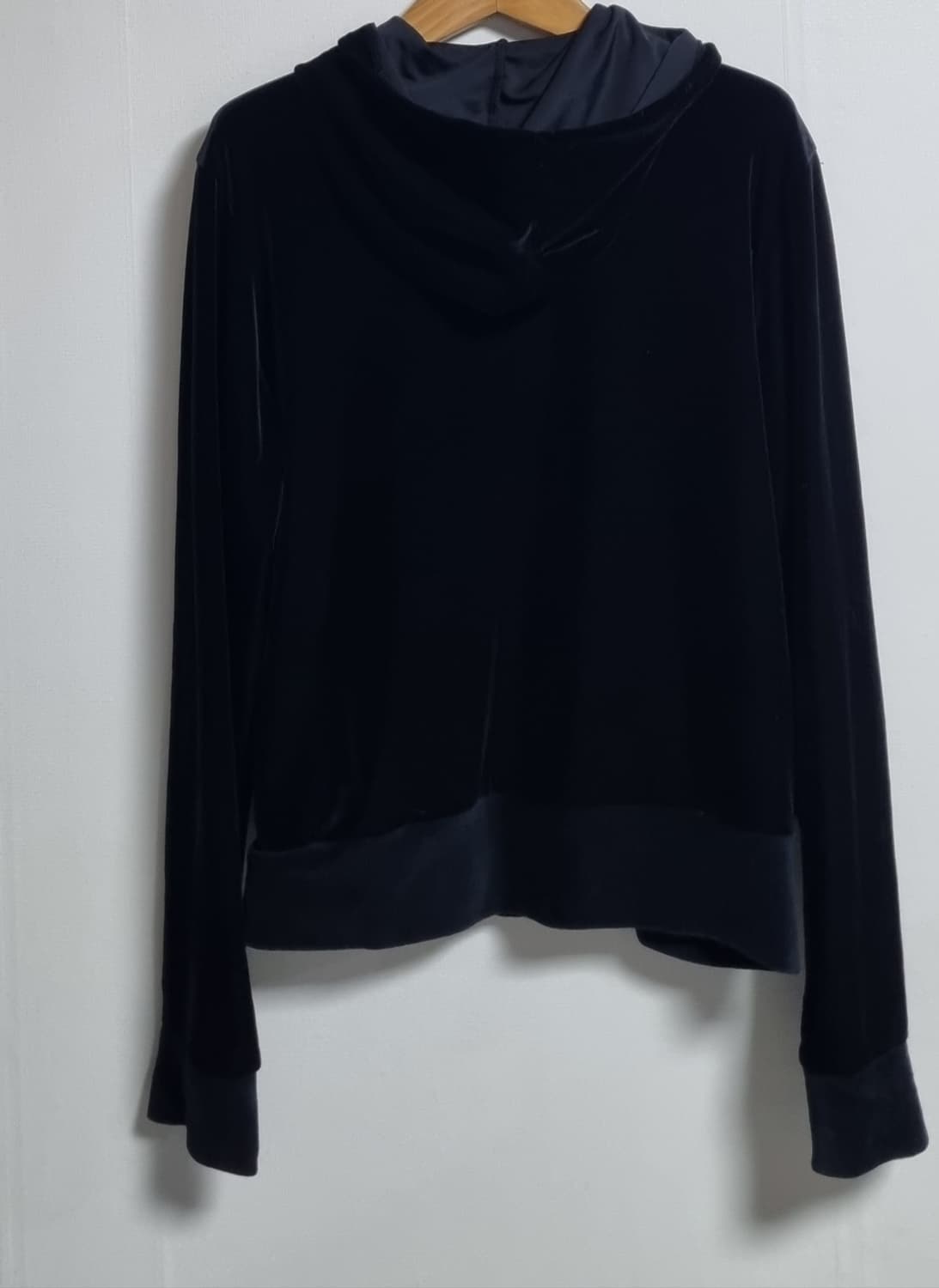 90 (S) 아디다스 빈티지 블랙 벨루아 후드집업 상품이미지2