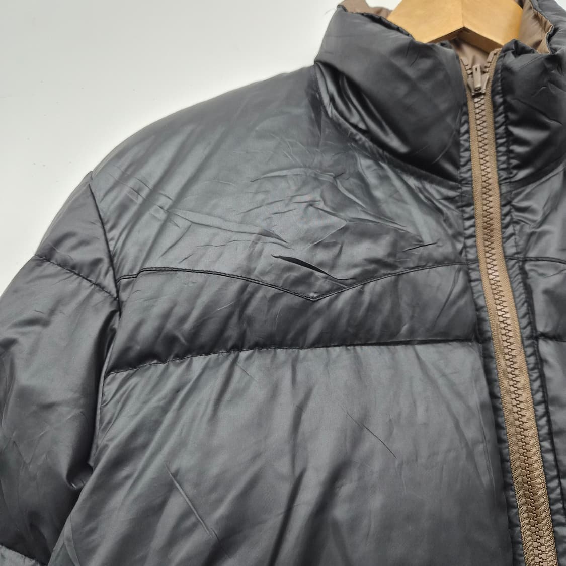 빔즈 블랙 브라운 리버시블 패딩 점퍼 여성 M 상품이미지6