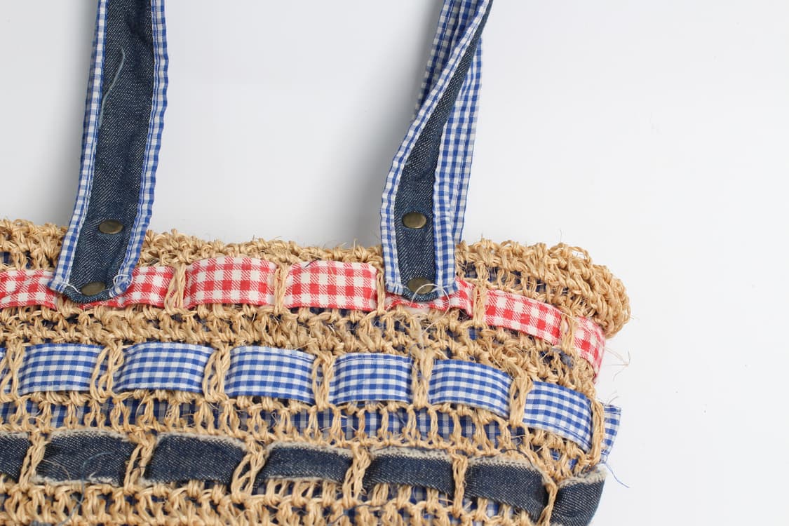  Rafia Weaving Gingham tote bag 상품이미지2
