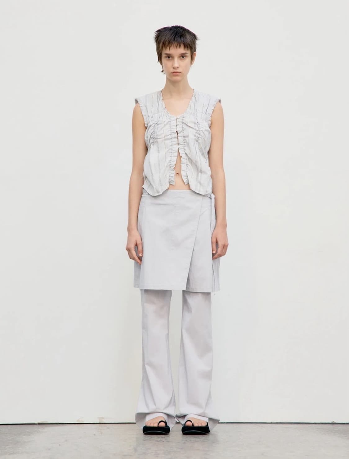 로우클래식 레이어드 랩 스커트 상품이미지3