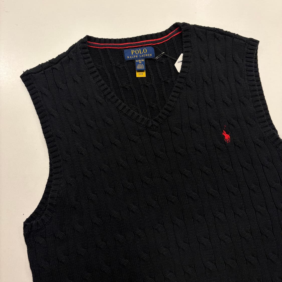 [XL] 22s 폴로 랄프로렌 신형 큐알 케이블 니트 조끼 블랙 B704 상품이미지3