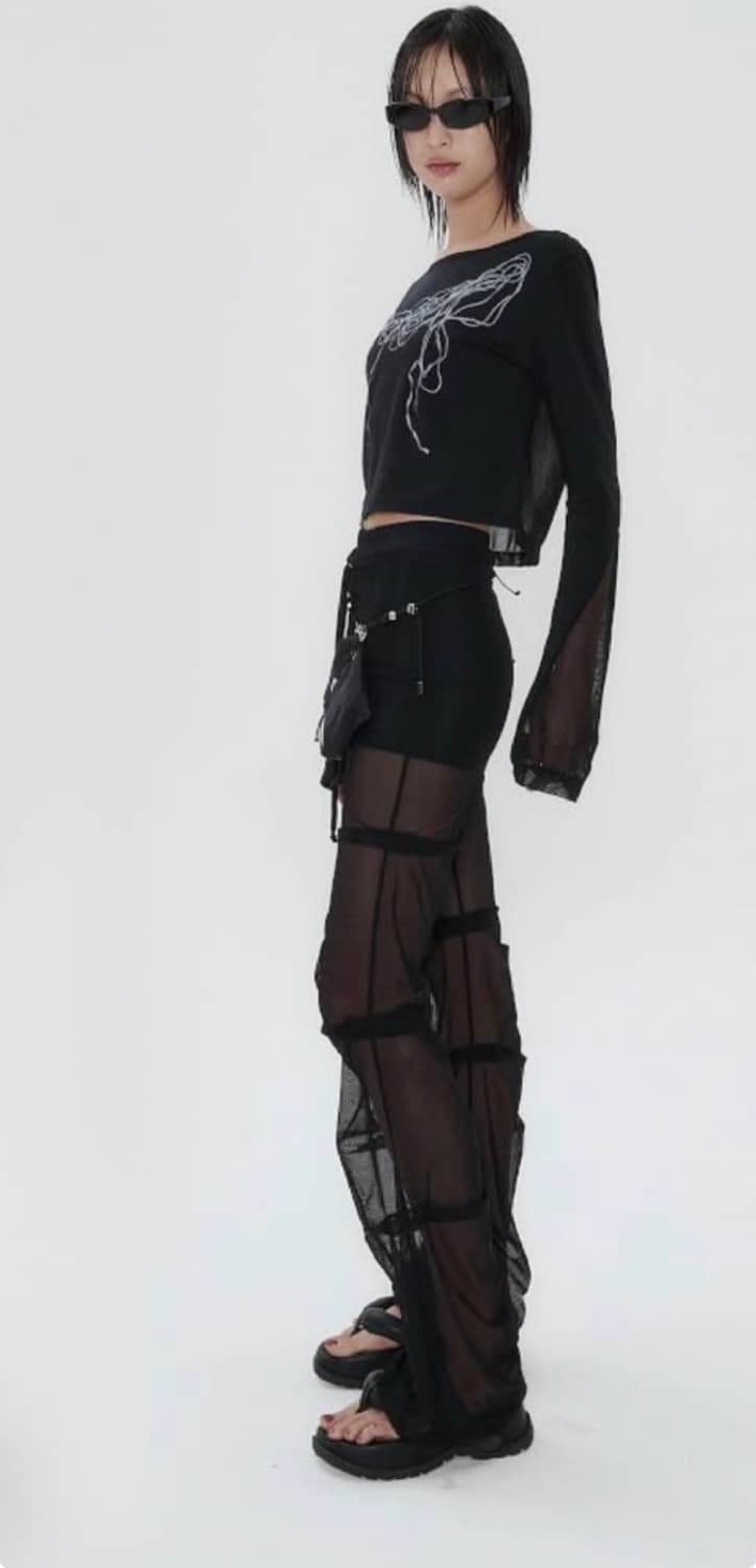 오호스 sheer over tuck pants 상품이미지2