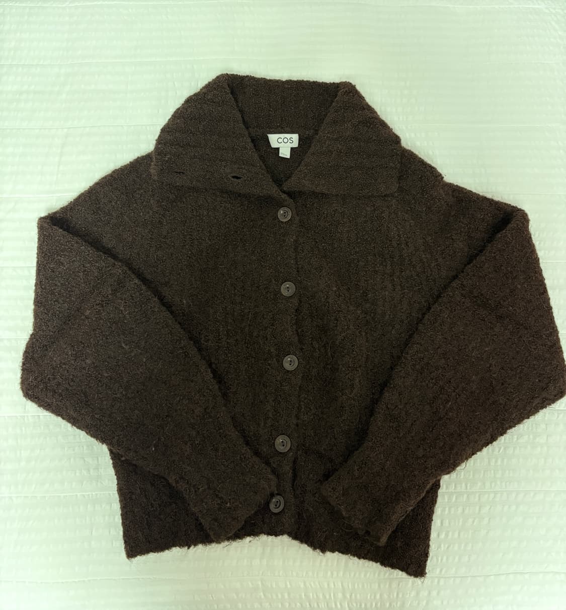 COS 스프레드 칼라 텍스처드 알파카 가디건 브라운 상품이미지5