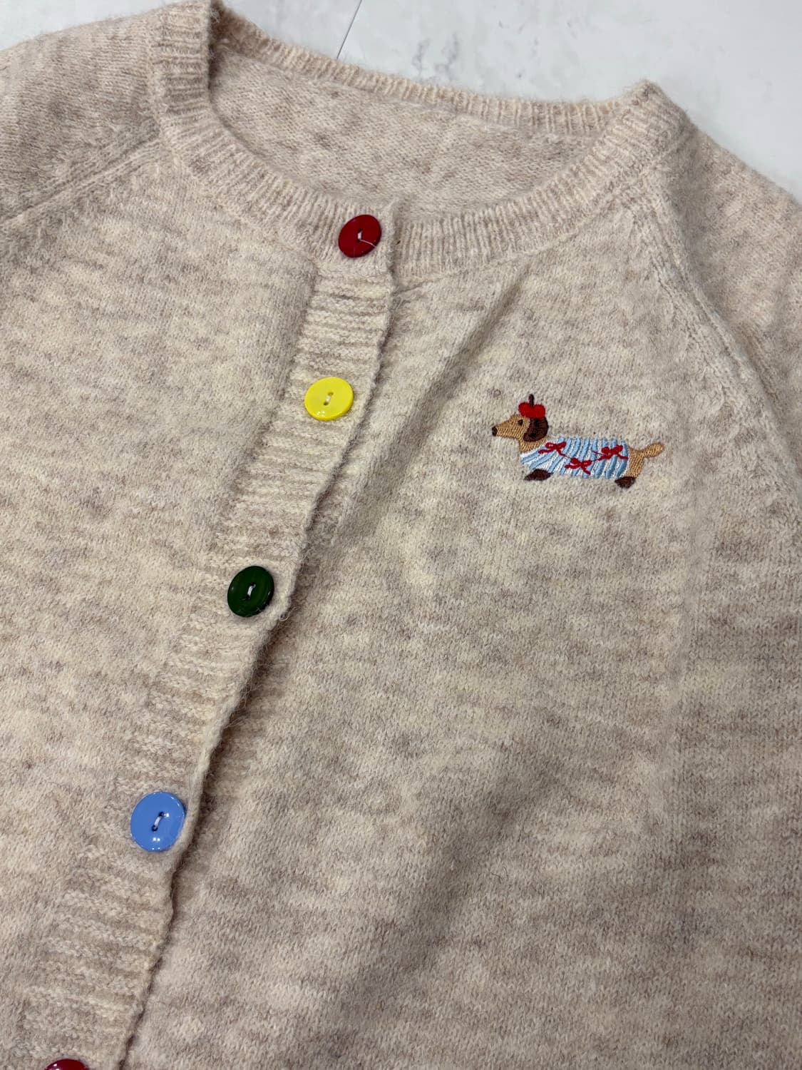 울혼방강아지자수가디건 상품이미지4