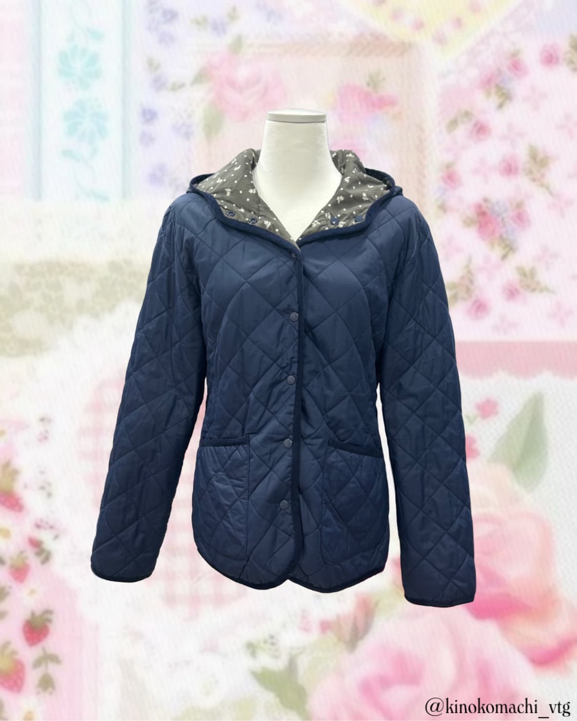 모리걸 양면 플라워네이비 경량패딩 상품이미지2