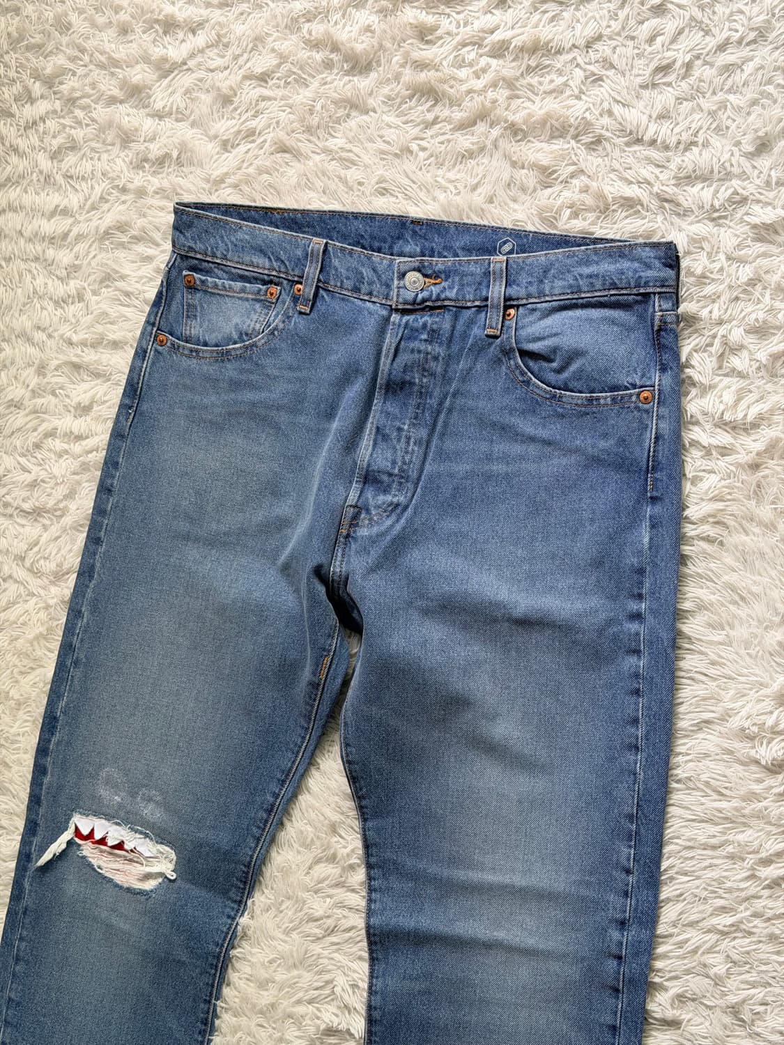 [리바이스 501 프리미엄] 커스텀 데미지 스트레이트 데님 (W34 L3 상품이미지1