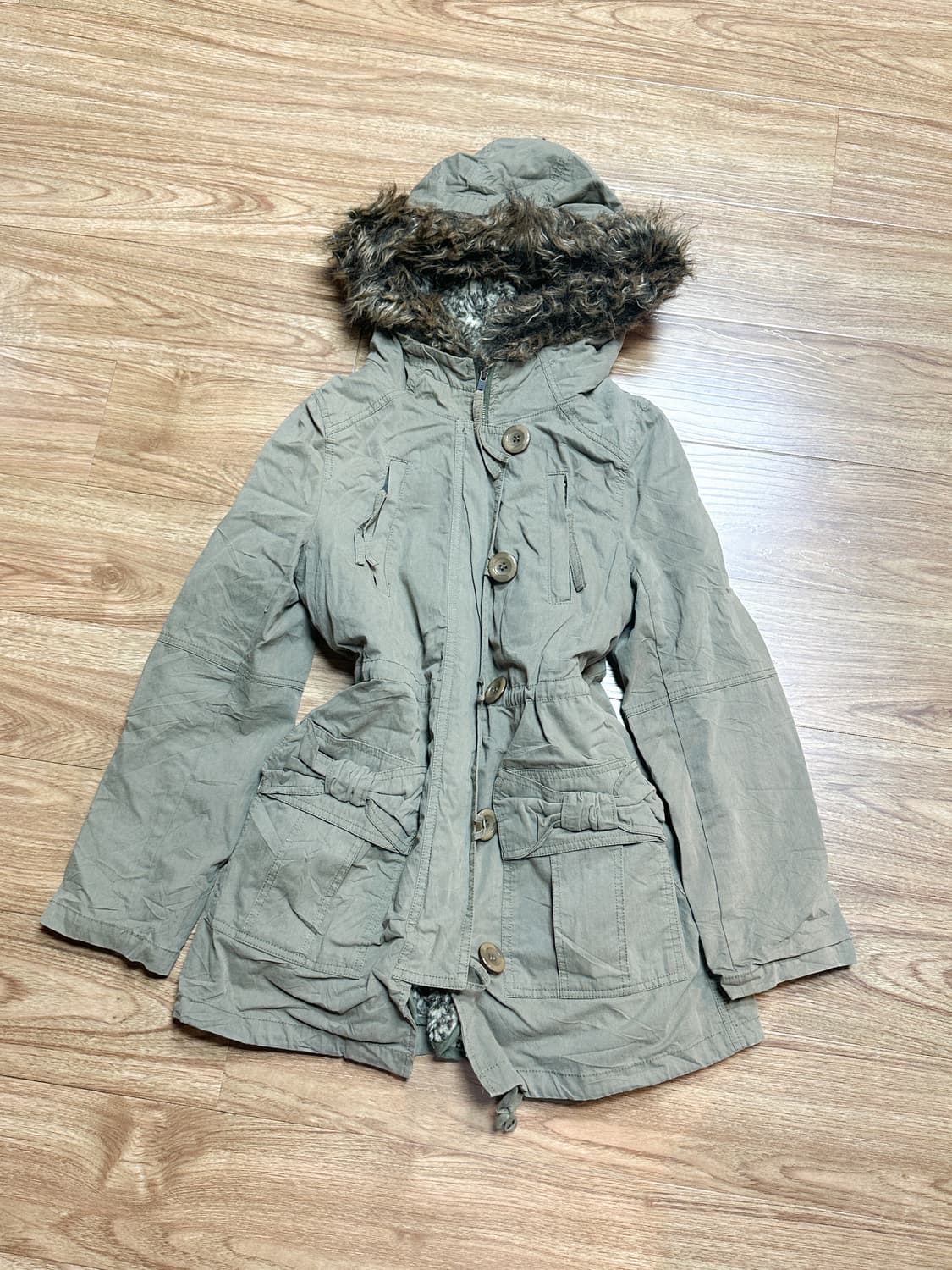 빈티지 리본 카고 밀리터리 점퍼 오네갸루 로걀 라떼 공겜여주 페어리 고딕 상품이미지1