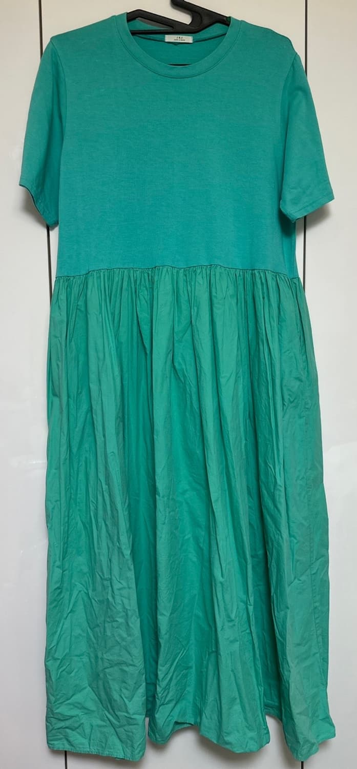 J&J 그린색 반팔 롱 원피스 상품이미지1