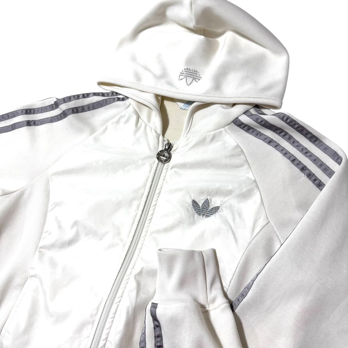 여성 아디다스 화이트 실버  트랙탑 져지 후드 상품이미지3