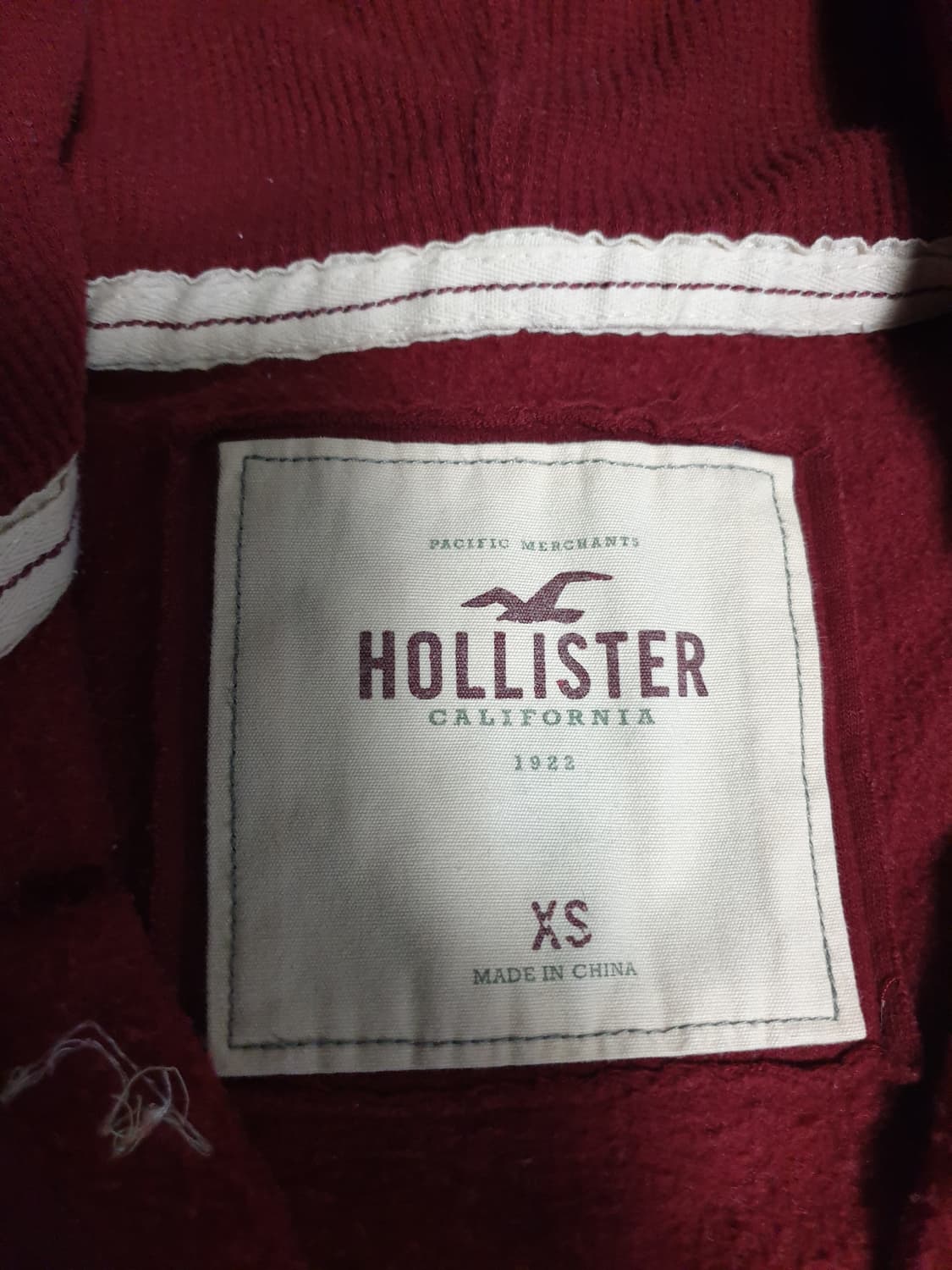 홀리스터 빈티지 캘리포니아 기모 후드집업 버건디 (XS) 상품이미지3
