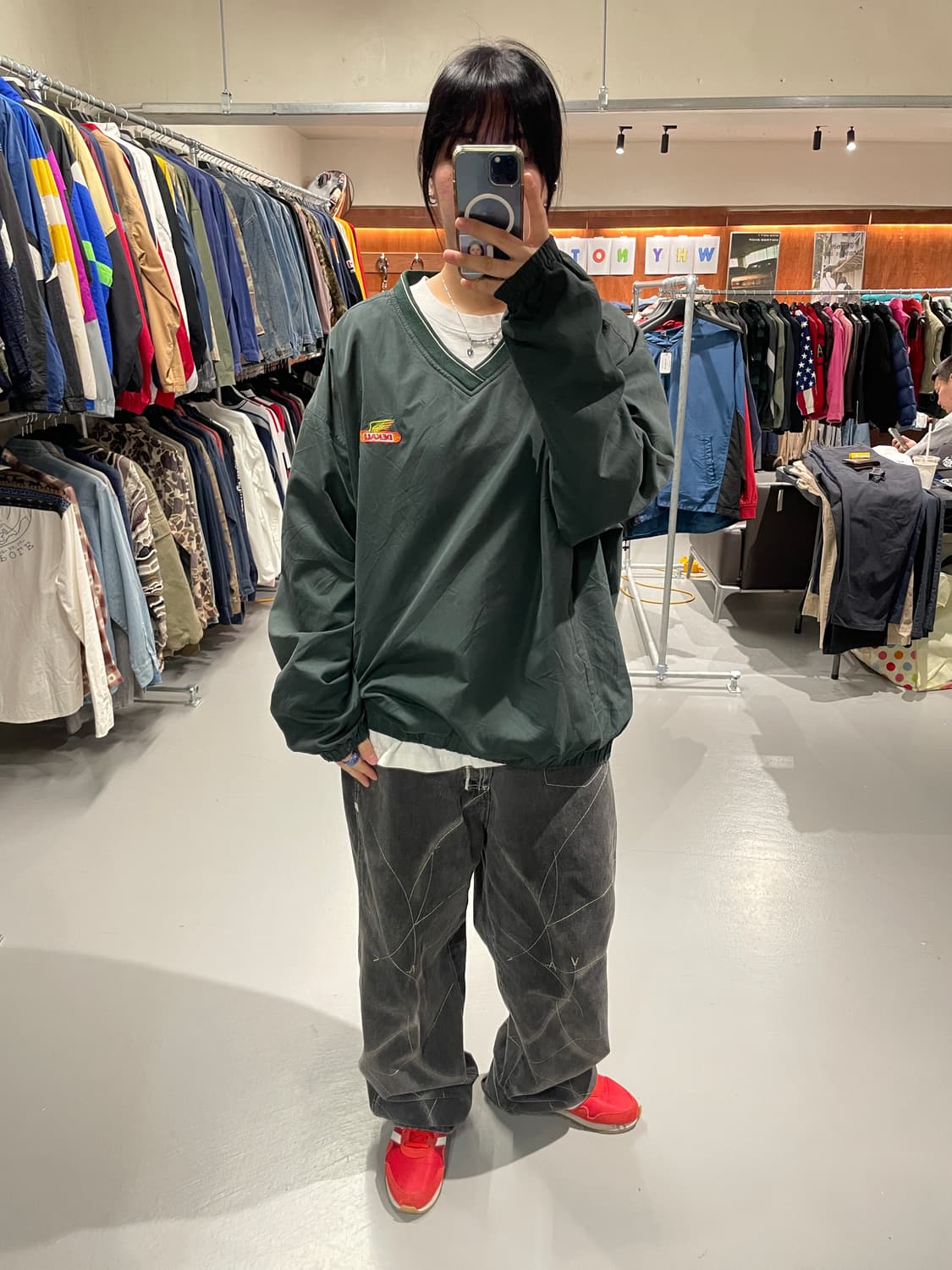 빈티지 바람막이 웜업(다크그린)   상품이미지4