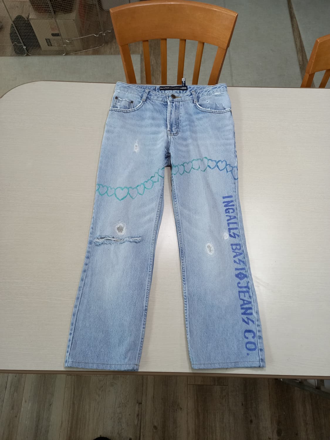 28 INGALLS 데미지워싱 일자 연청 리페어 커스텀 28-920 상품이미지1