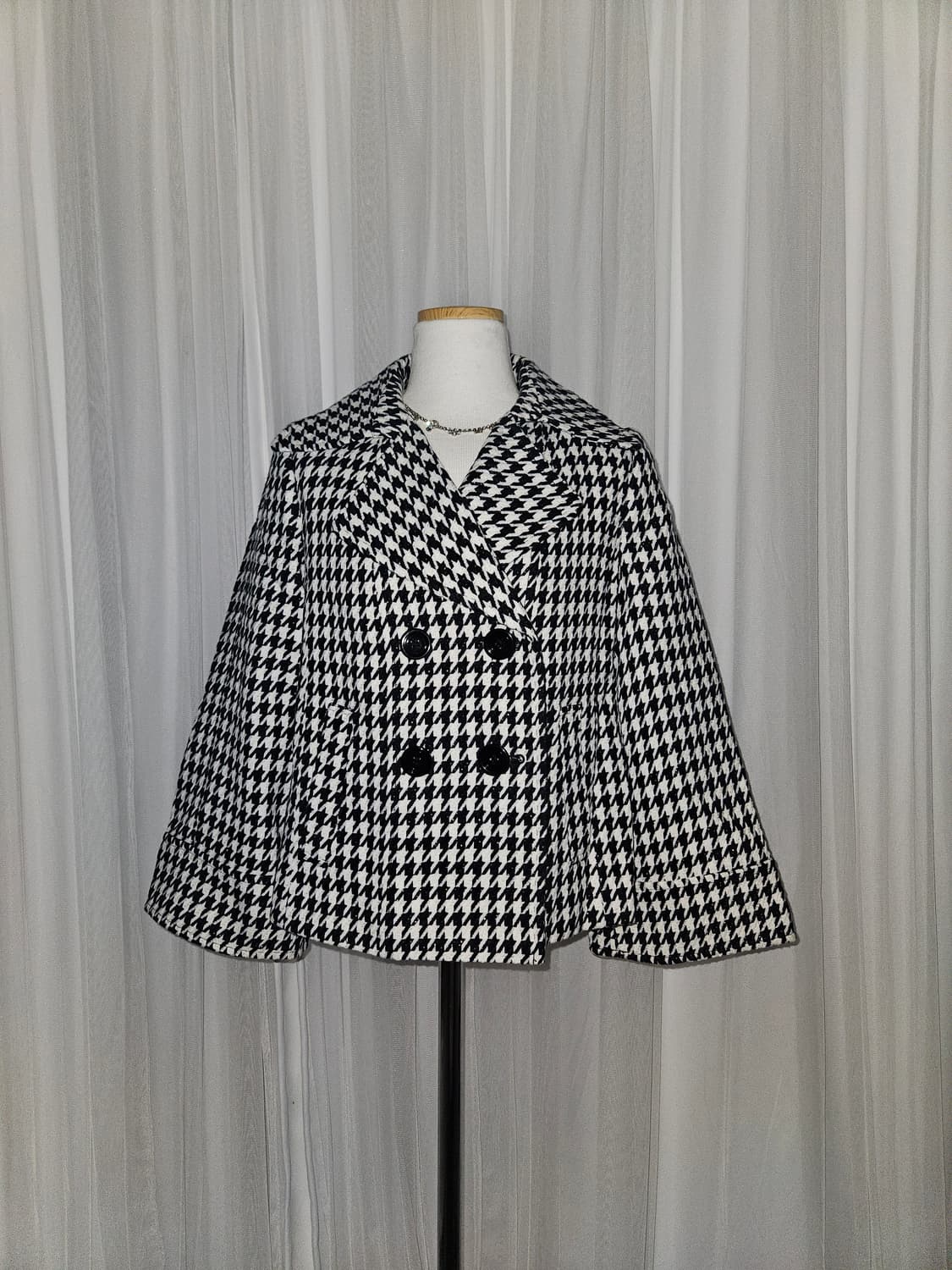 espritmur 빈티지 히메 하운드체크 패턴 숏코트 상품이미지1