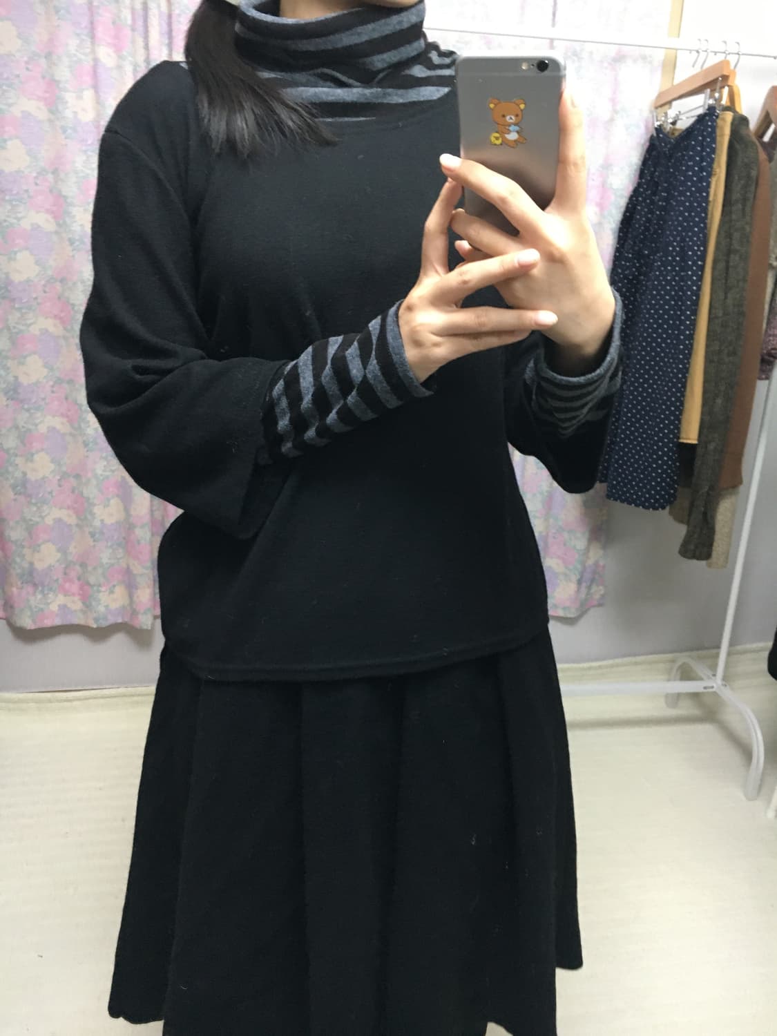 블랙 스트라이프 레이어드 티셔츠 상품이미지3