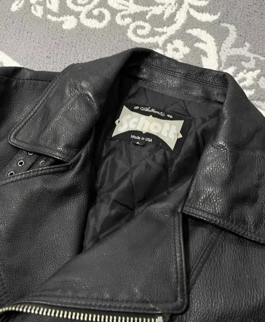 쇼트 Schott nyc 블랙 퀼팅 가죽 라이더 레더자켓 L 상품이미지4